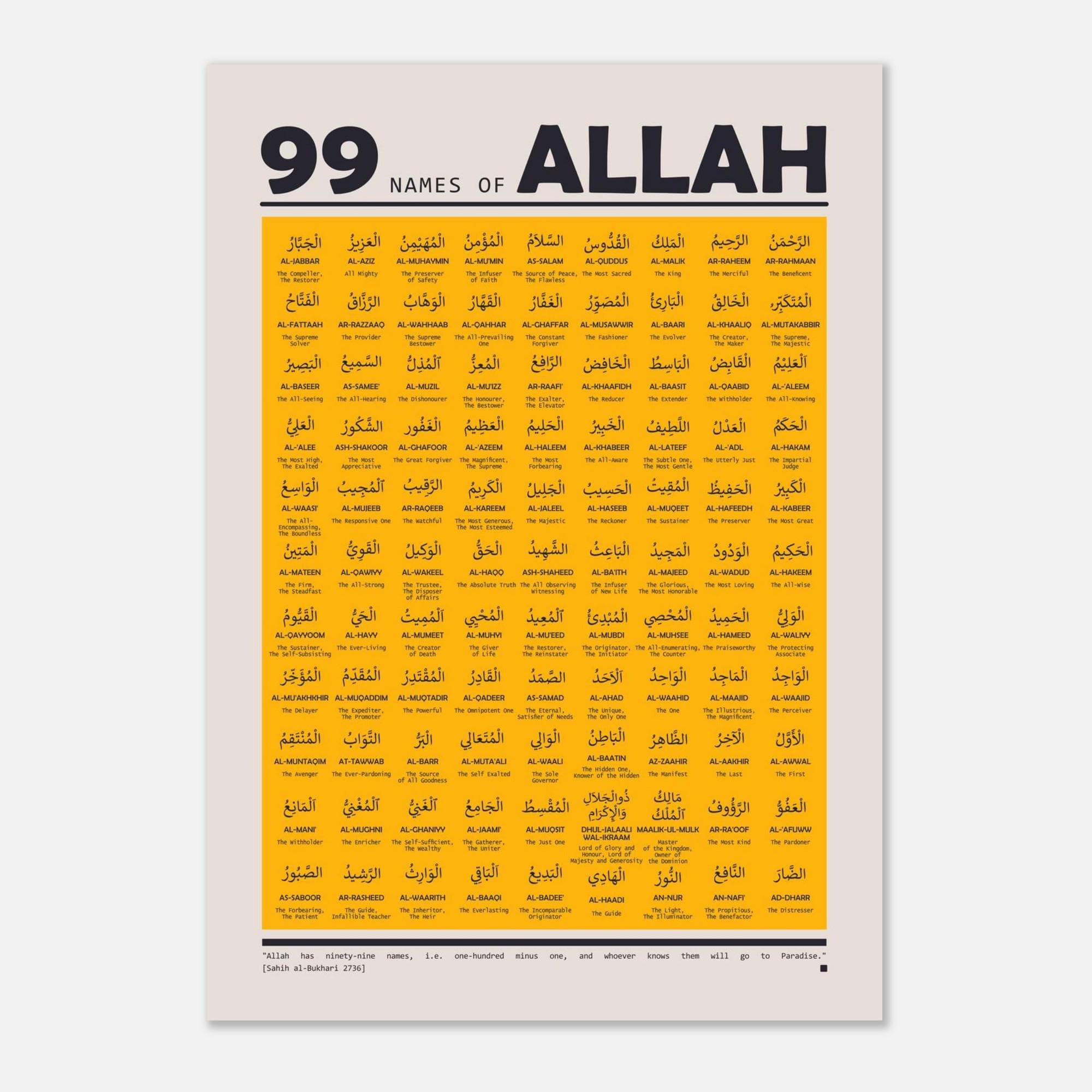 99 Names of Allah Poster: Islamic Bauhaus Art Print, Thick Paper Home Decor, Yellow - image 4