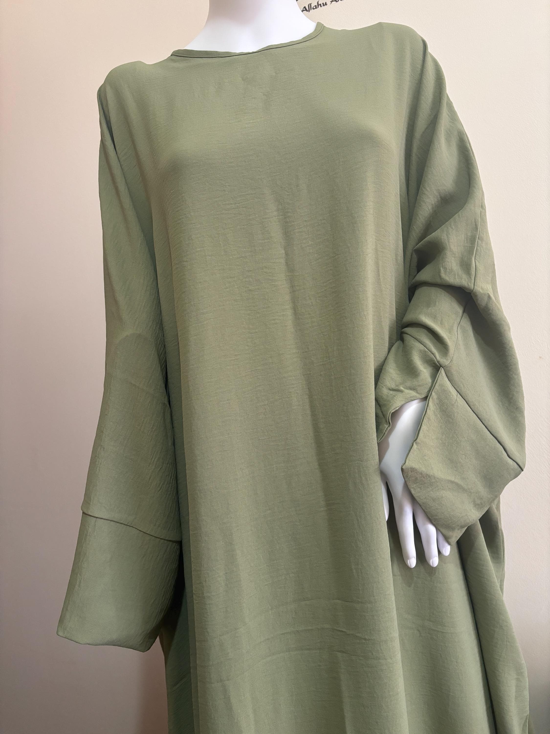 Green Maxi Abaya Dress, Loose Fit Islamic Clothing - image 4