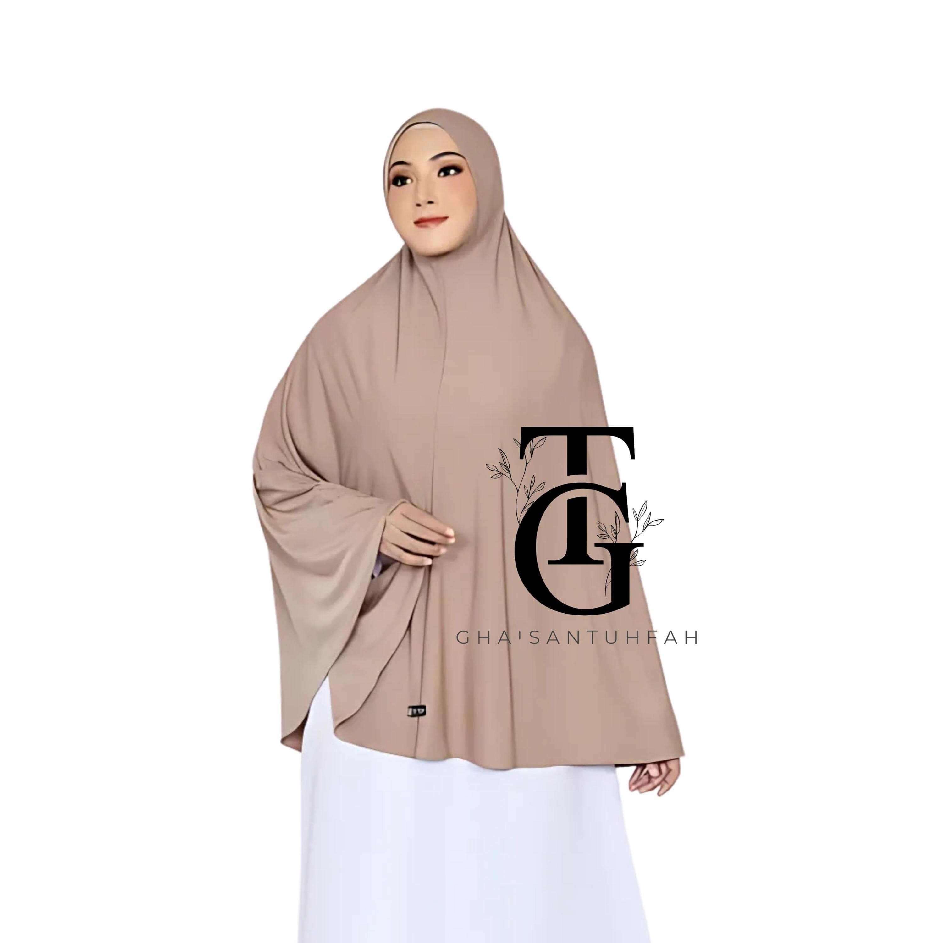 Khimar Dagu Sabah Tali, Jersy Bergo Malaysia Syari, Modest Islamic Scarf, Elegant Hijab Head Cover, Religious Headwear GT74 - image 5