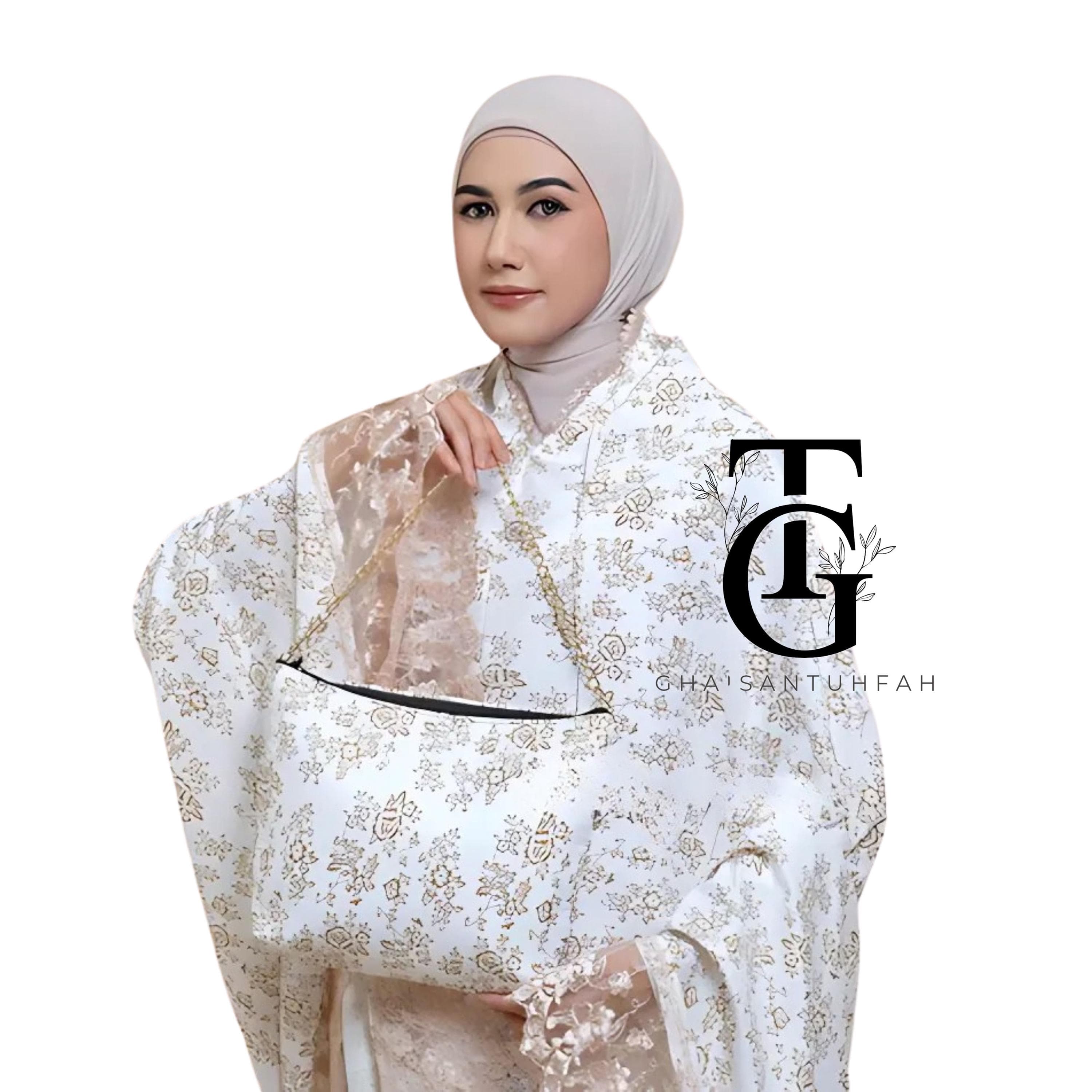 Luxurious Lace 2in1 Cotton Foil Adult Mukena, Mukena for Women, Muslim Prayer Set, Prayer Mat Included, Worship Accessory, Islamic Gift GT70 - image 3