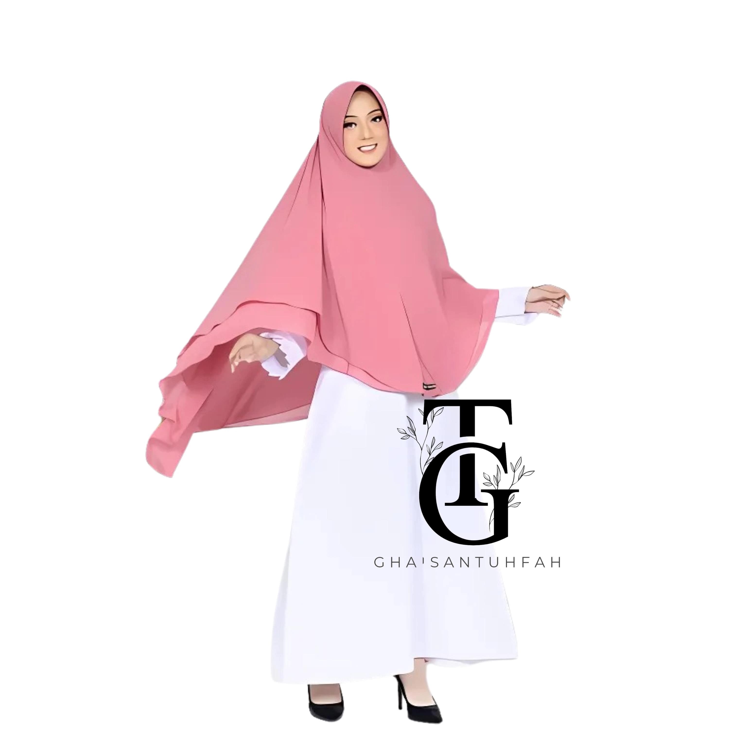 Khimar Bergo Instant Two-Layer Syari Veil, Solid Color Headscarf, Modest Islamic Scarf, Elegant Hijab Head Cover, Religious Headwear GT80