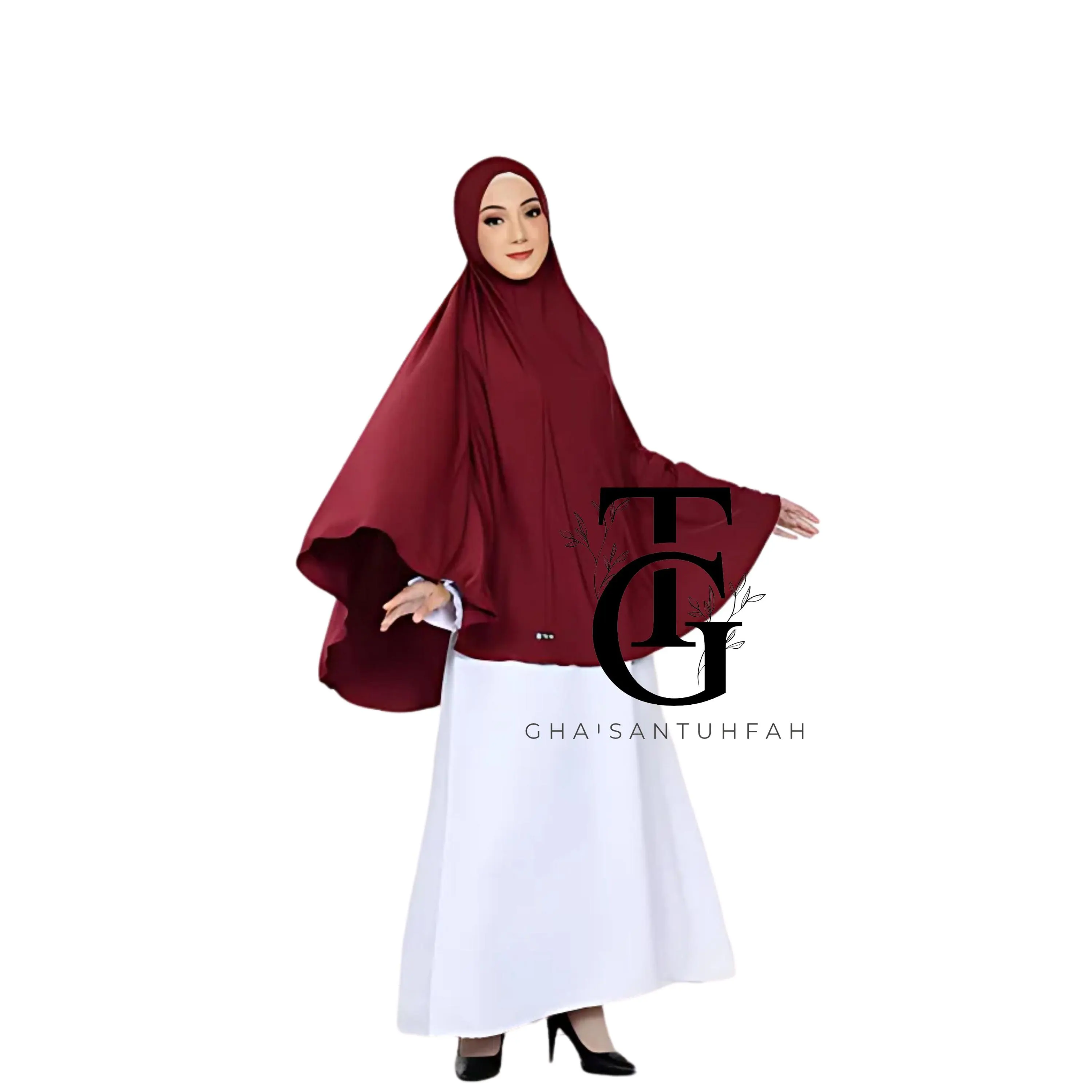 Khimar Dagu Sabah Tali, Jersy Bergo Malaysia Syari, Modest Islamic Scarf, Elegant Hijab Head Cover, Religious Headwear GT74 - image 4