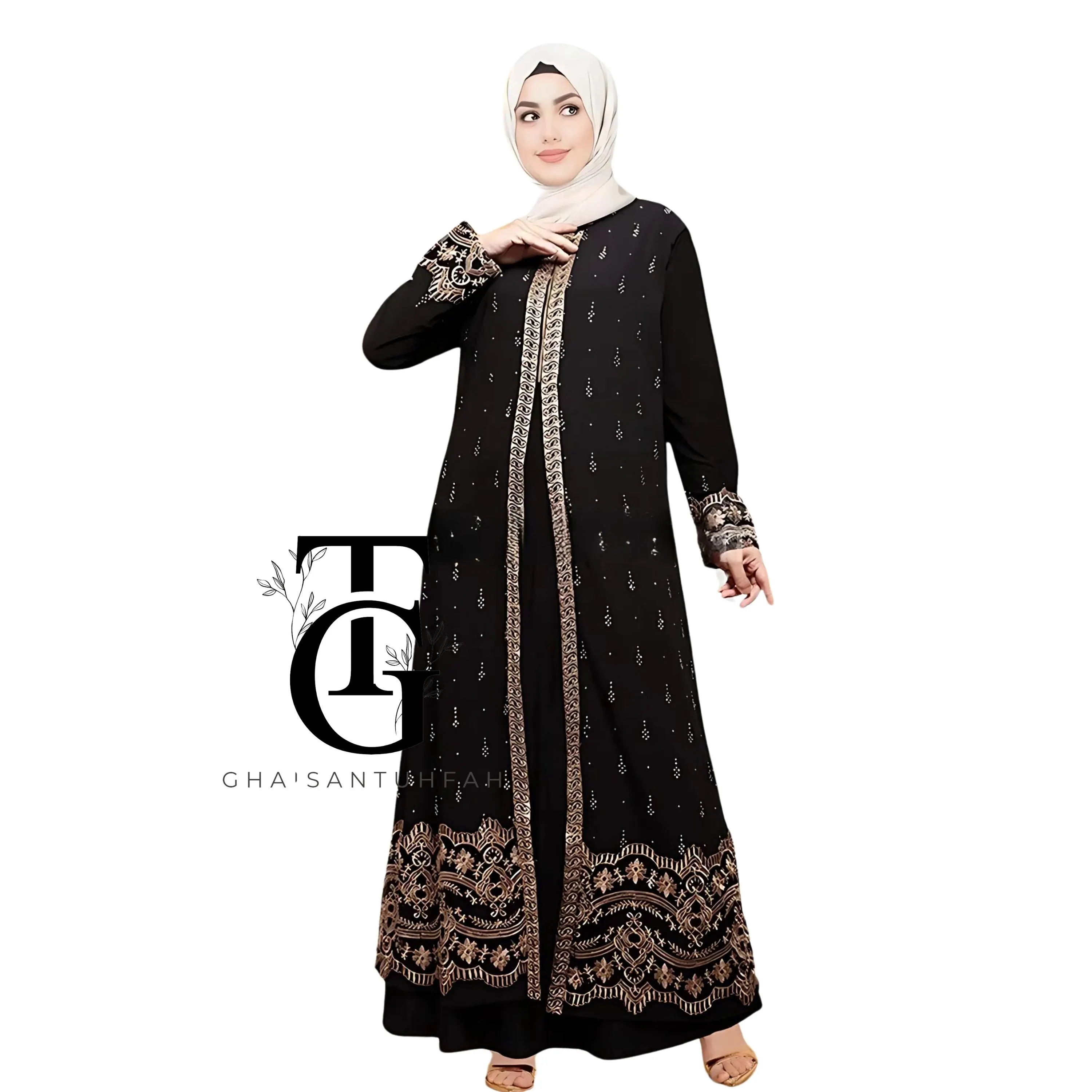 Turkish Luxurious Black Dubai Abaya, Muslim dress, Modest Maxi Dress, Islamic Clothing, Traditional Robe, Ramadan Outfit, Islamic Gift GT52