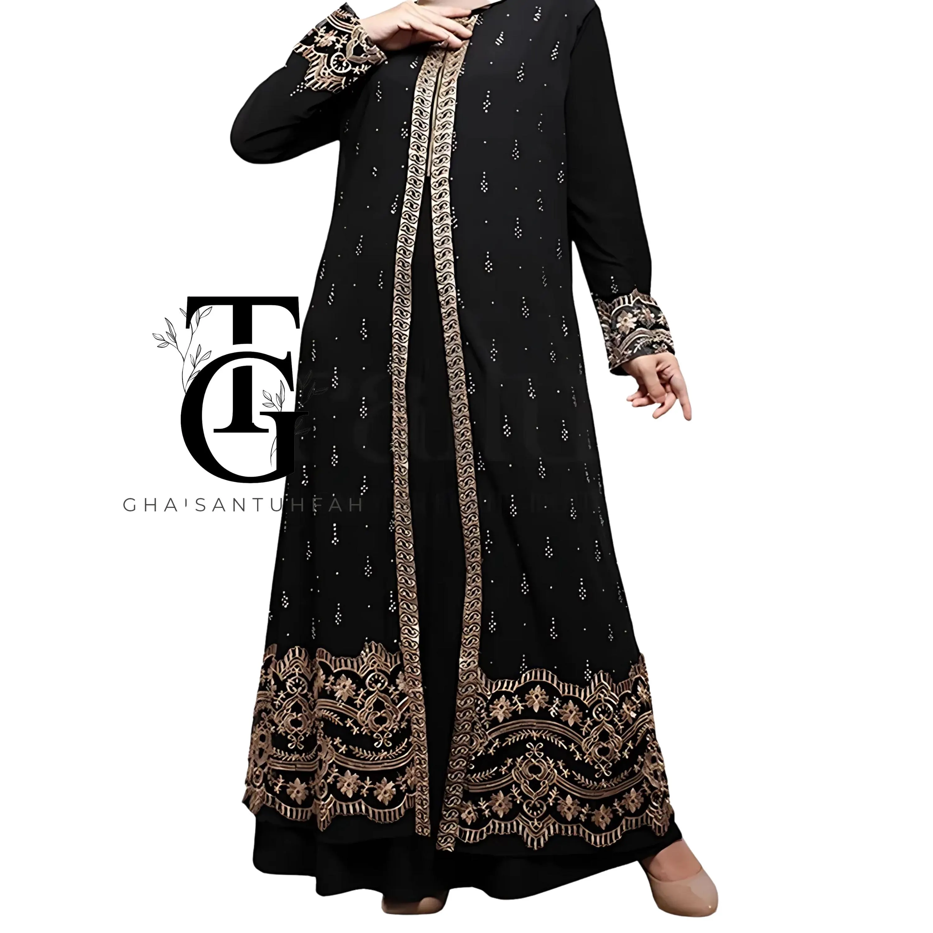 Turkish Luxurious Black Dubai Abaya, Muslim dress, Modest Maxi Dress, Islamic Clothing, Traditional Robe, Ramadan Outfit, Islamic Gift GT52 - image 3