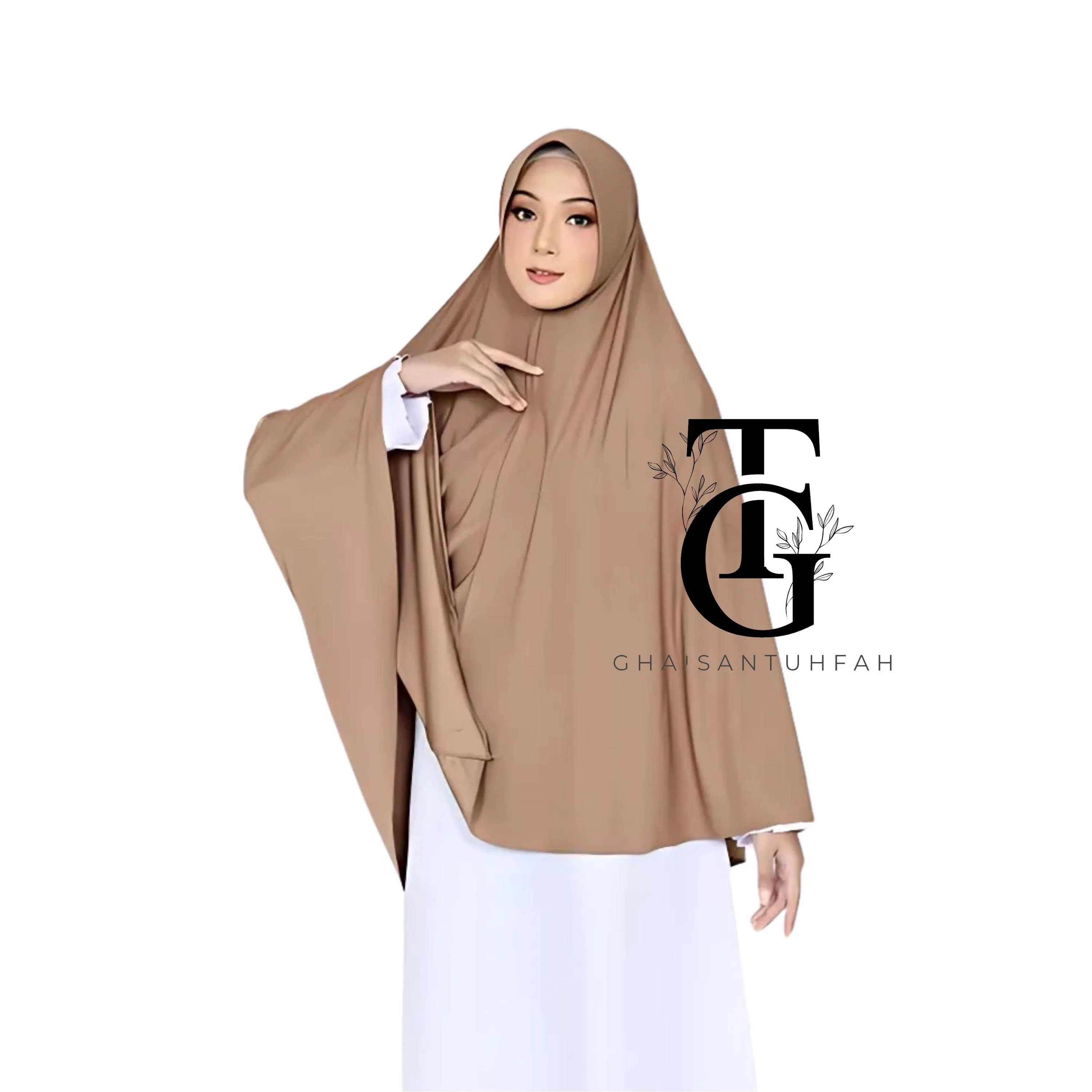 Khimar Bergo Syari Instant Jersy, Hajj Umrah Veil Covers Wrists, Modest Islamic Scarf, Elegant Hijab Head Cover, Religious Headwear GT72 - image 4