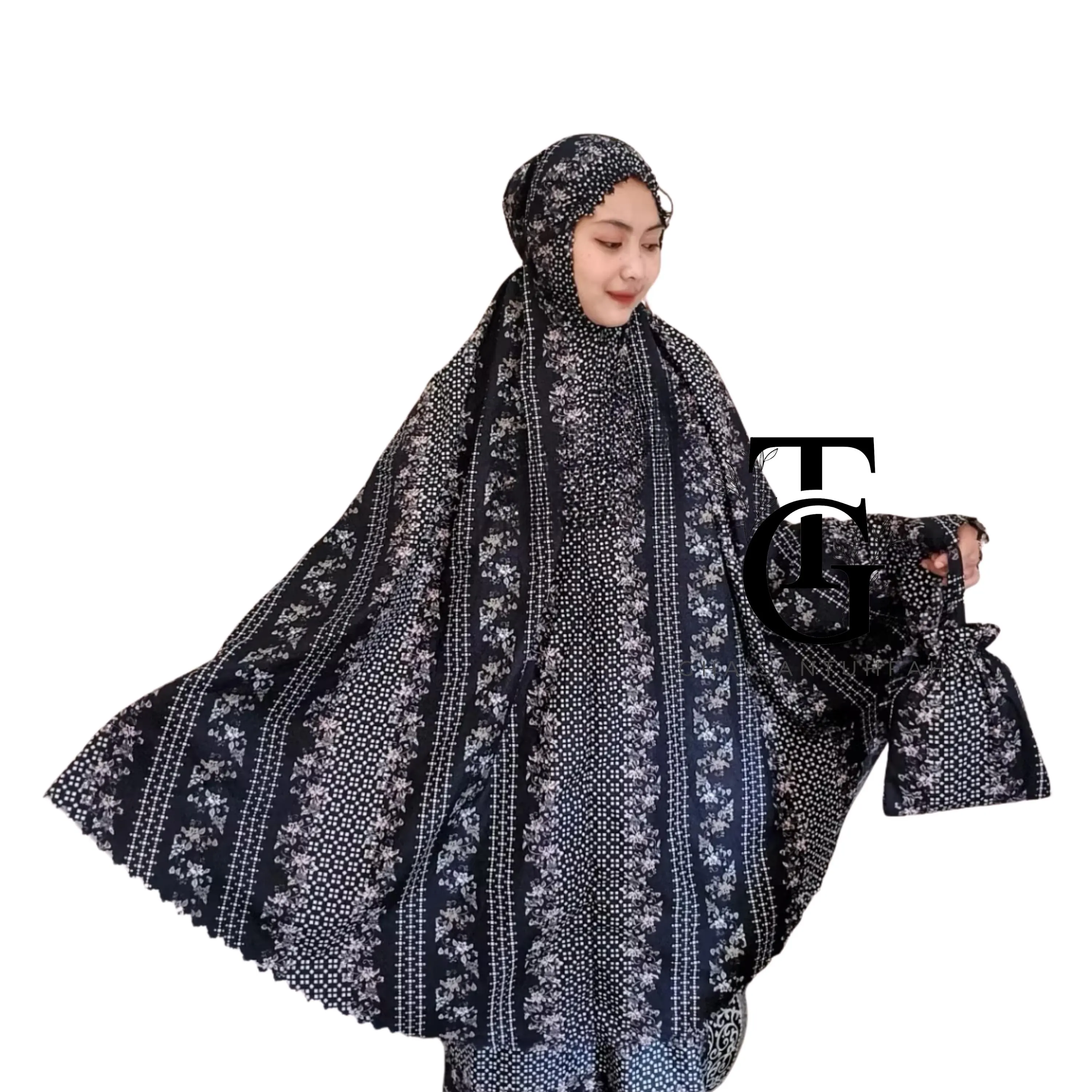 Adult Mukena, Travel Mini Pouch, Zipper Forehead Rubber,  Islamic Prayer Set for Women, Mukena for Women Muslim, Modest Prayer Clothing GT83 - image 4