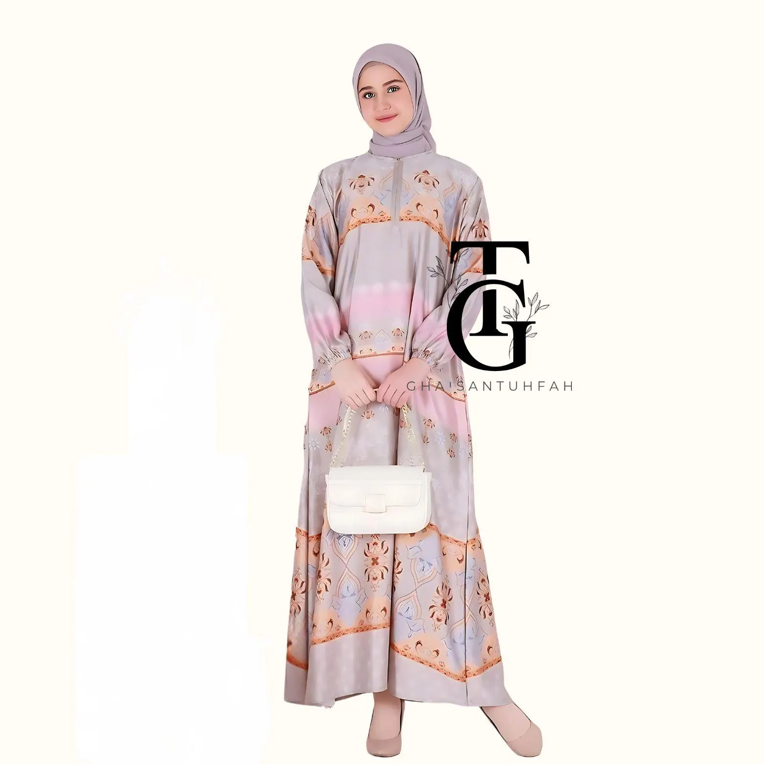 Premium Silk Abaya Jumbo Grietta motif, Dress Muslim, Modest Maxi Dress, Islamic Clothing,Traditional Robe, Ramadan Outfit, slamic Gift GT15 - image 4