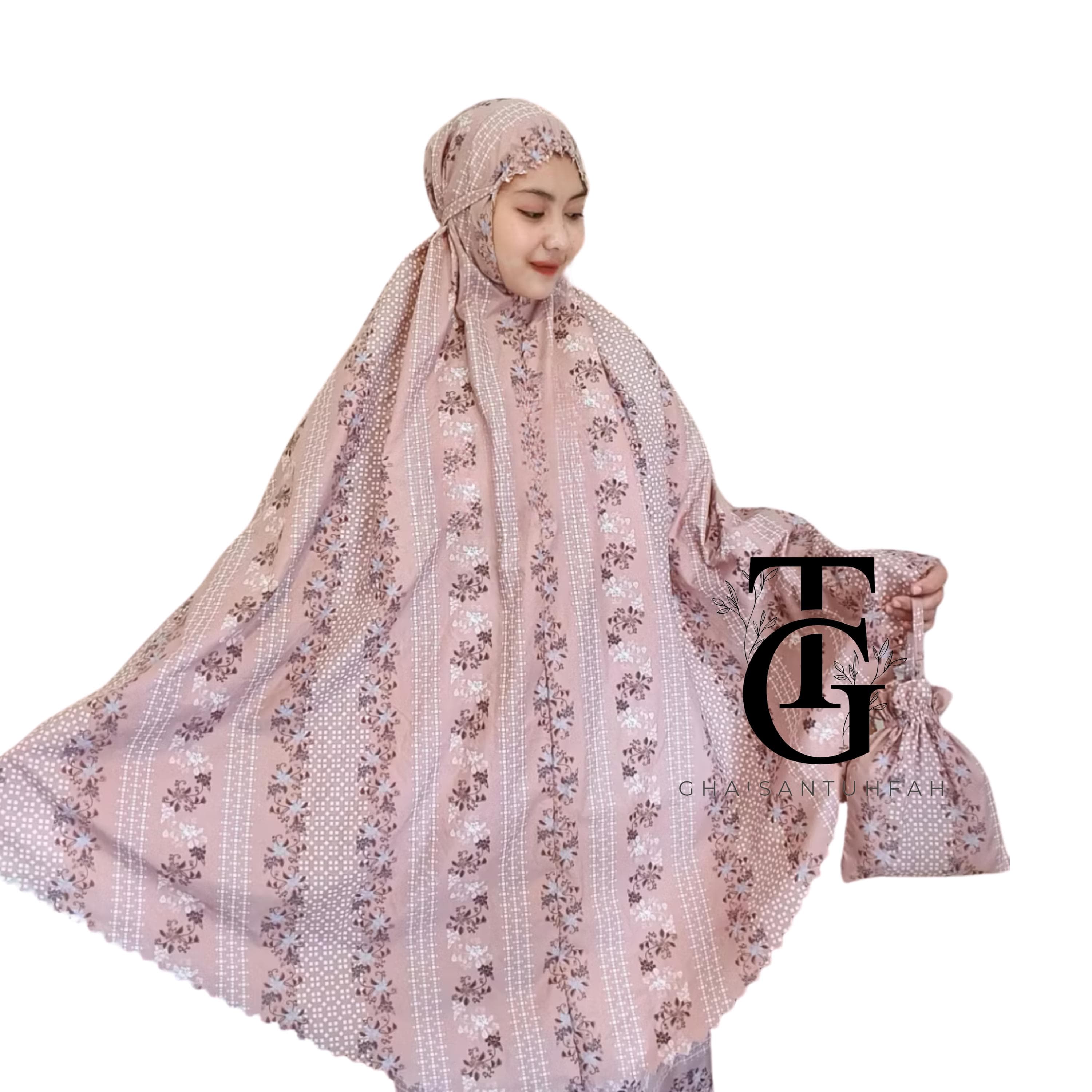 Adult Mukena, Travel Mini Pouch, Zipper Forehead Rubber,  Islamic Prayer Set for Women, Mukena for Women Muslim, Modest Prayer Clothing GT83 - image 5