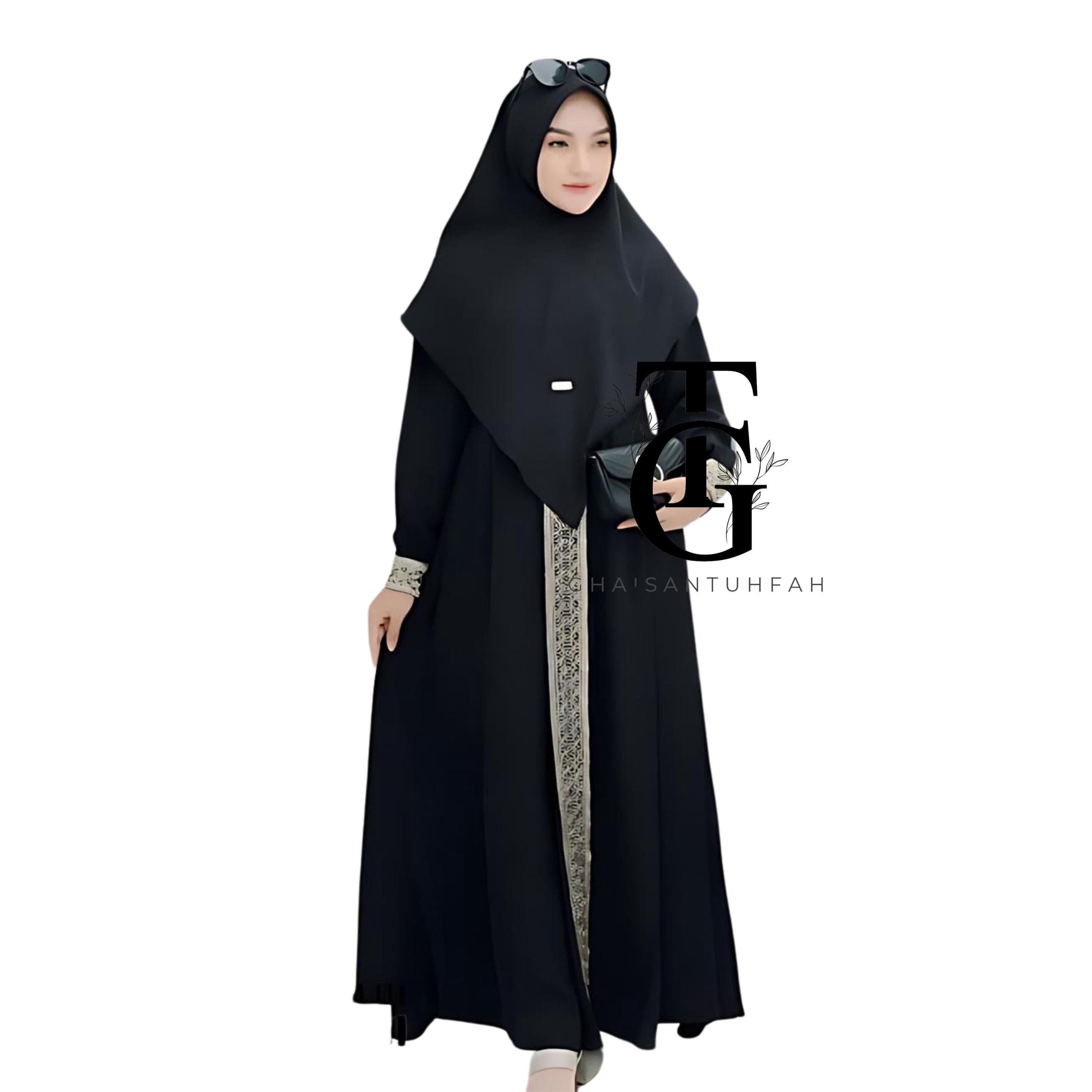 Gamis Syari Adult Women's Khimar Suit, Dress Muslim, Modest Maxi Dress, Islamic Clothing,Traditional Robe, Ramadan Outfit, slamic Gift GT17