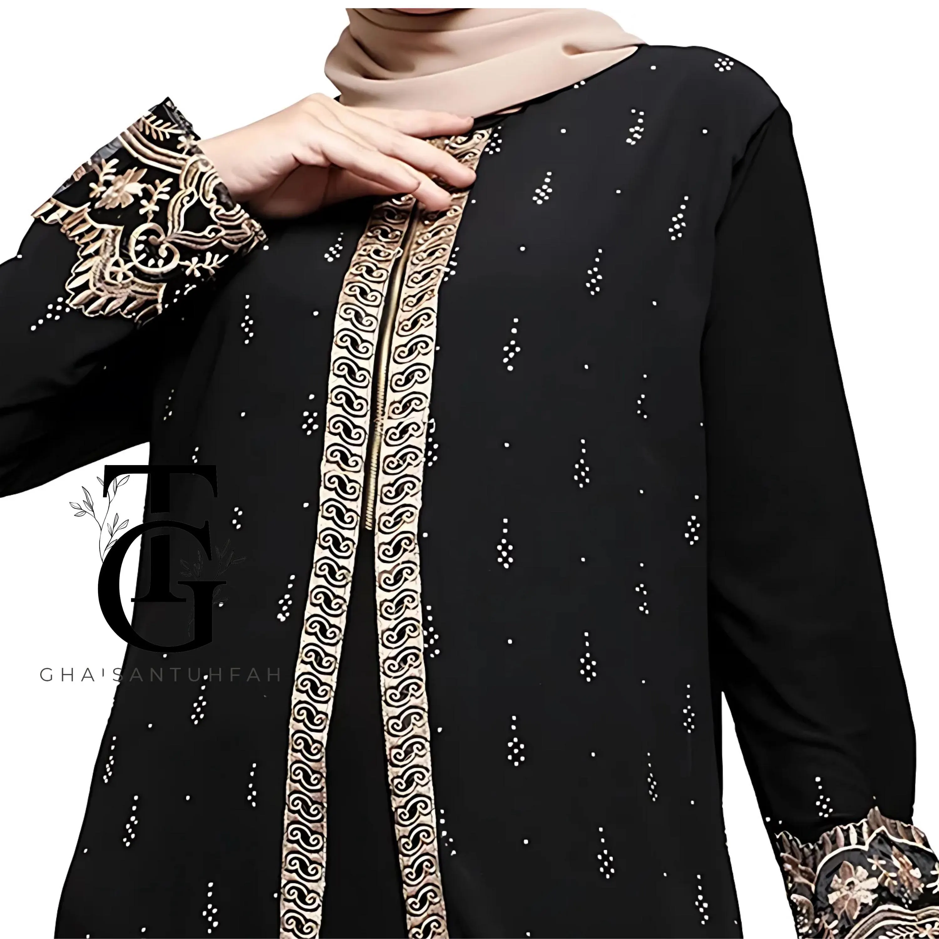 Turkish Luxurious Black Dubai Abaya, Muslim dress, Modest Maxi Dress, Islamic Clothing, Traditional Robe, Ramadan Outfit, Islamic Gift GT52 - image 4