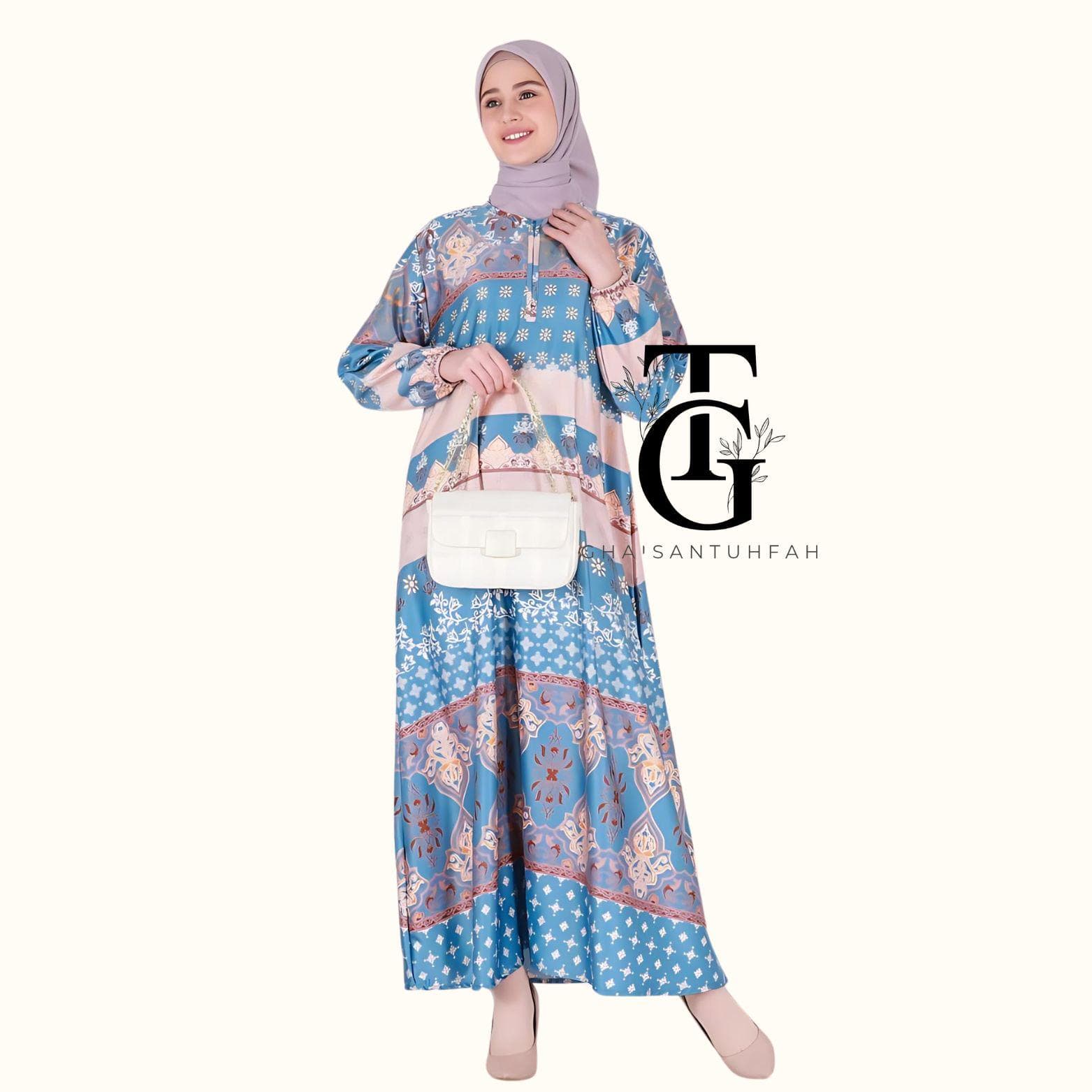 Premium Silk Abaya Jumbo Grietta motif, Dress Muslim, Modest Maxi Dress, Islamic Clothing,Traditional Robe, Ramadan Outfit, slamic Gift GT15 - image 3