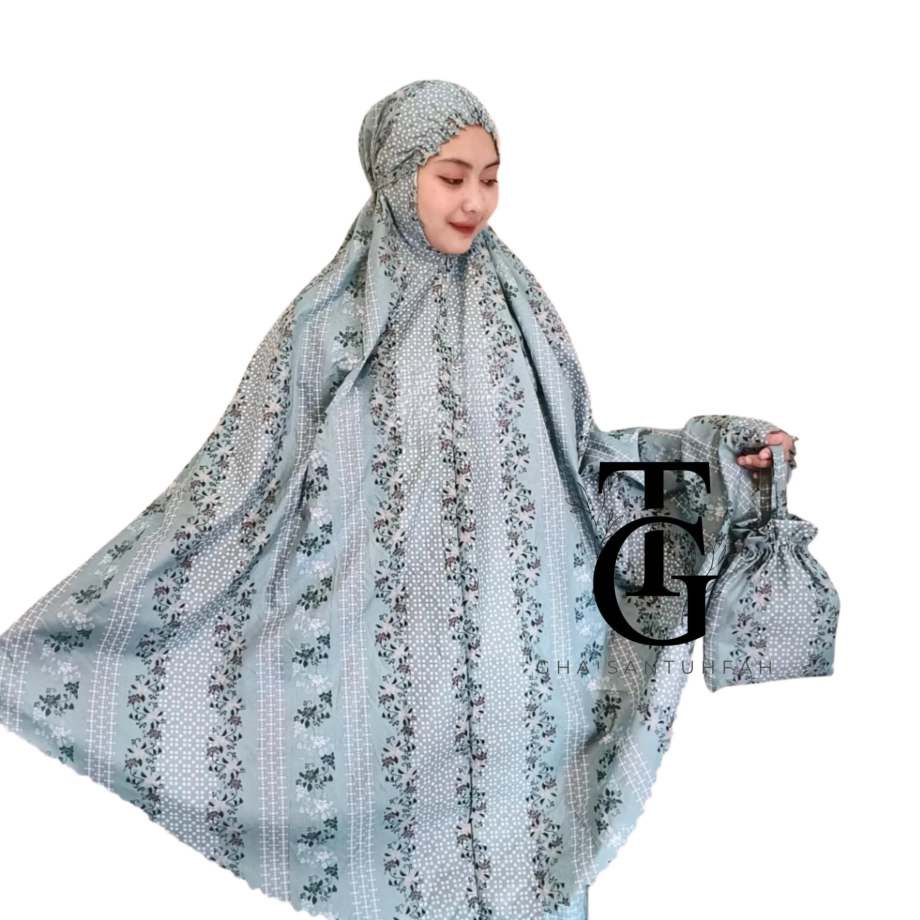 Adult Mukena, Travel Mini Pouch, Zipper Forehead Rubber,  Islamic Prayer Set for Women, Mukena for Women Muslim, Modest Prayer Clothing GT83 - image 3