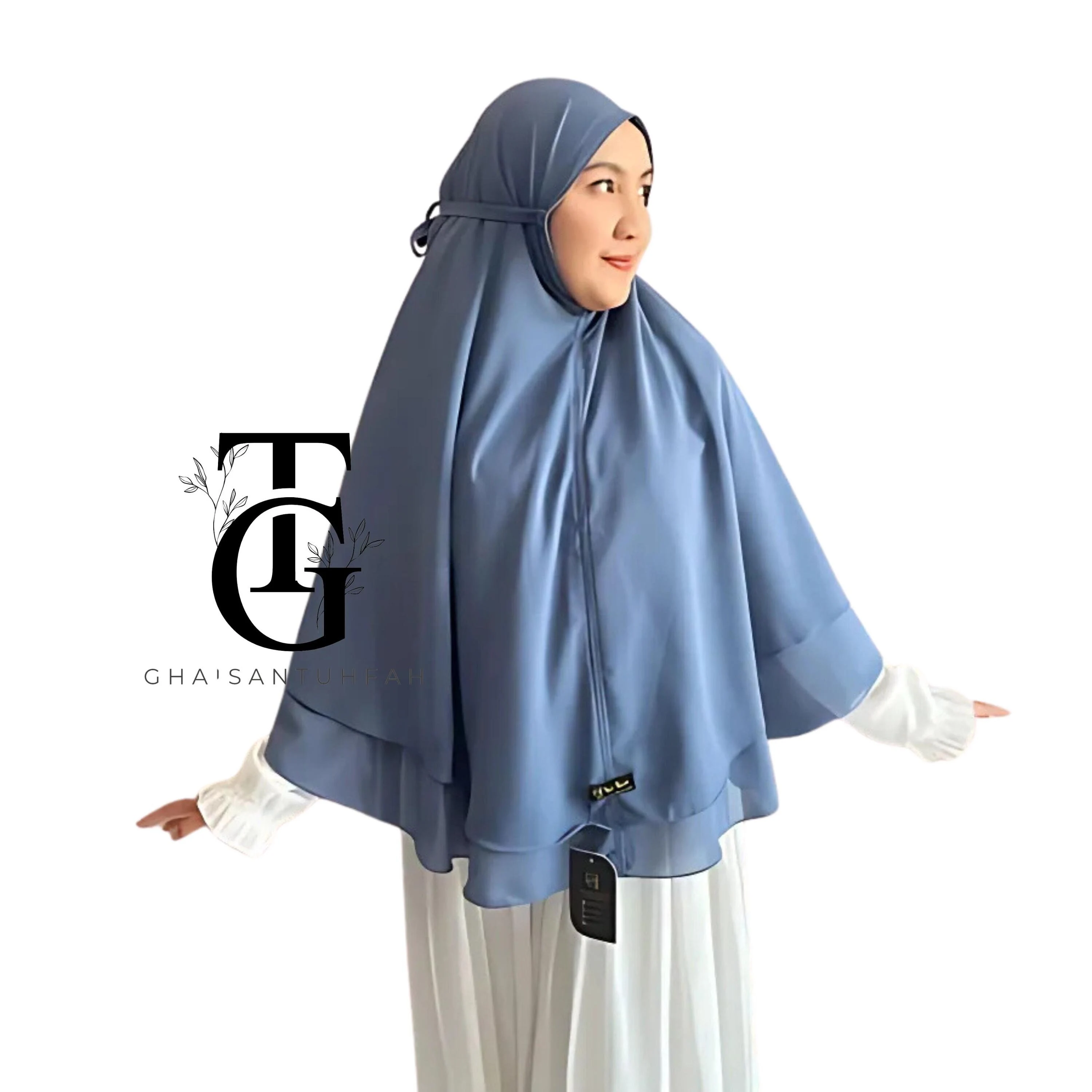 Khimar Syar'i Hijab, Ceruty Babydoll Two Layer Non Ped Hijab, Modest Islamic Scarf, Elegant Hijab Head Cover, Religious Headwear GT34