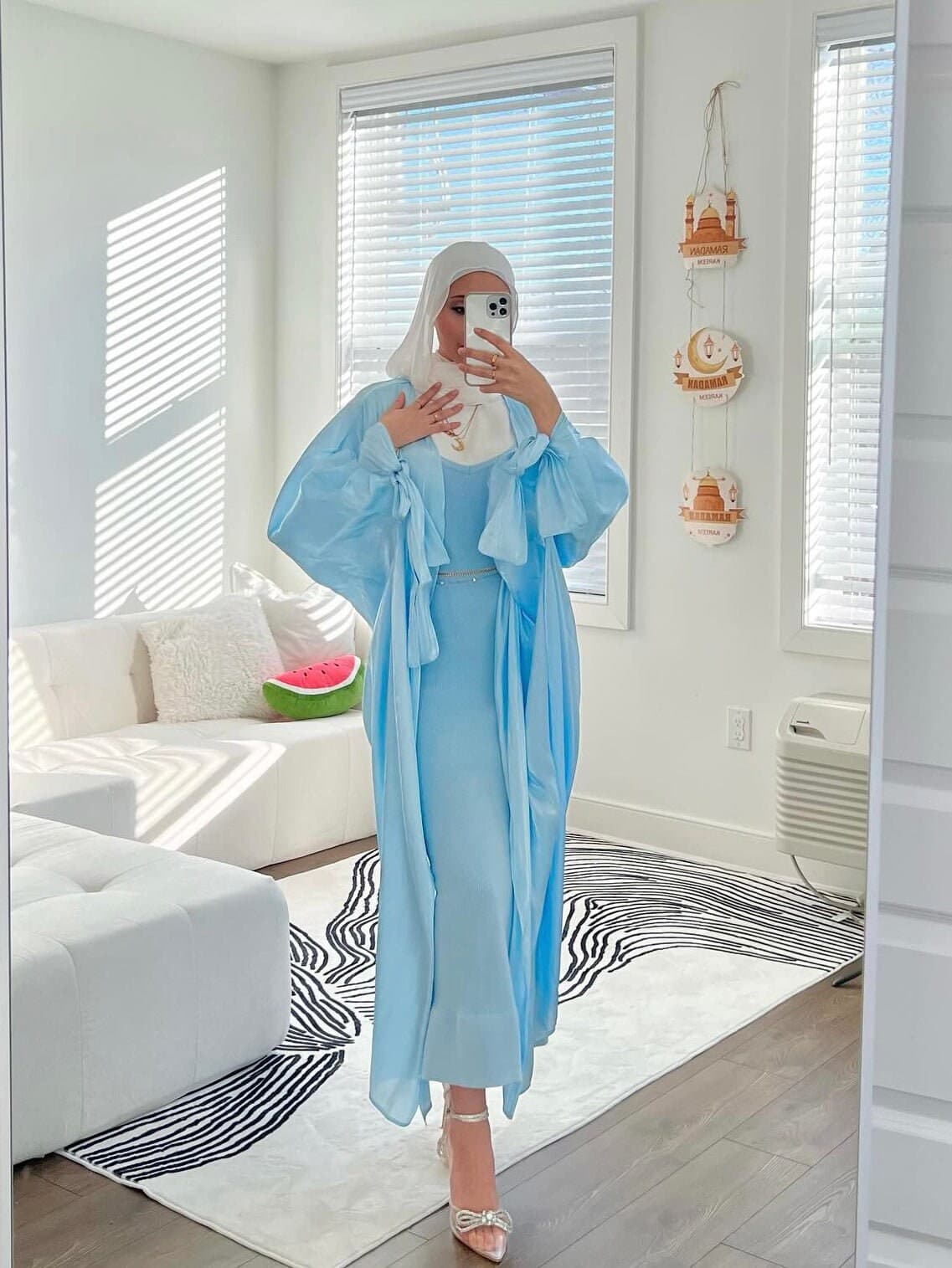 Sky Blue Ariella Open Abaya - image 3