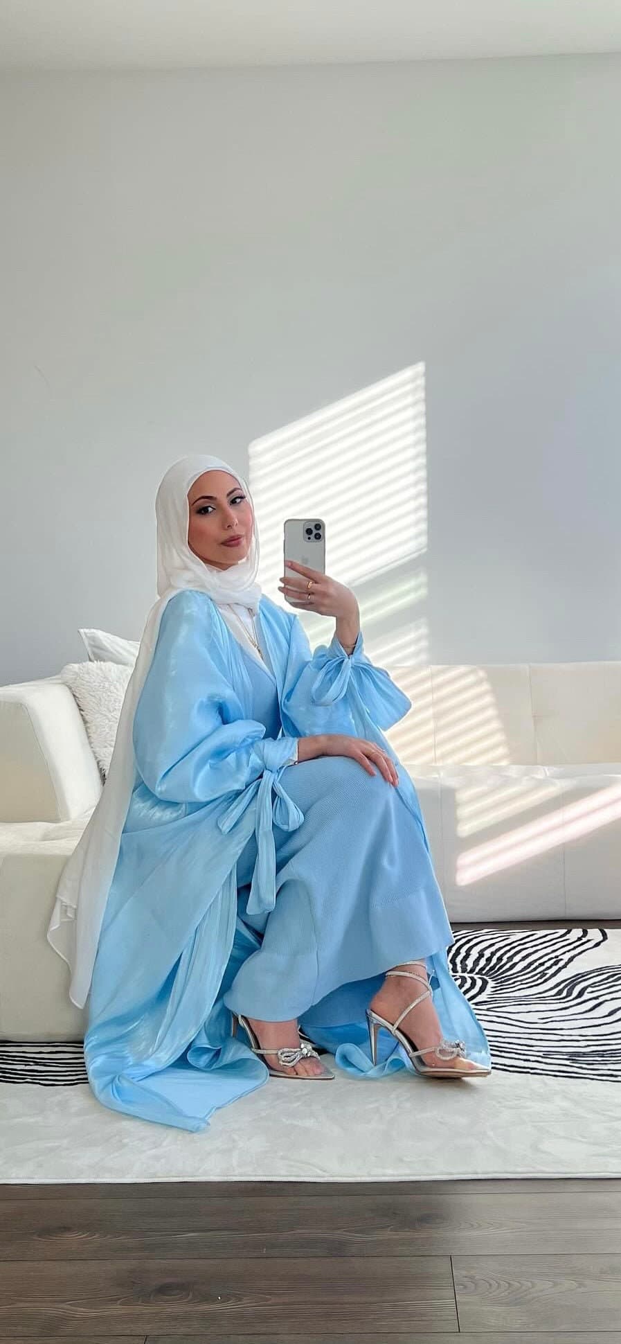 Sky Blue Ariella Open Abaya - image 4