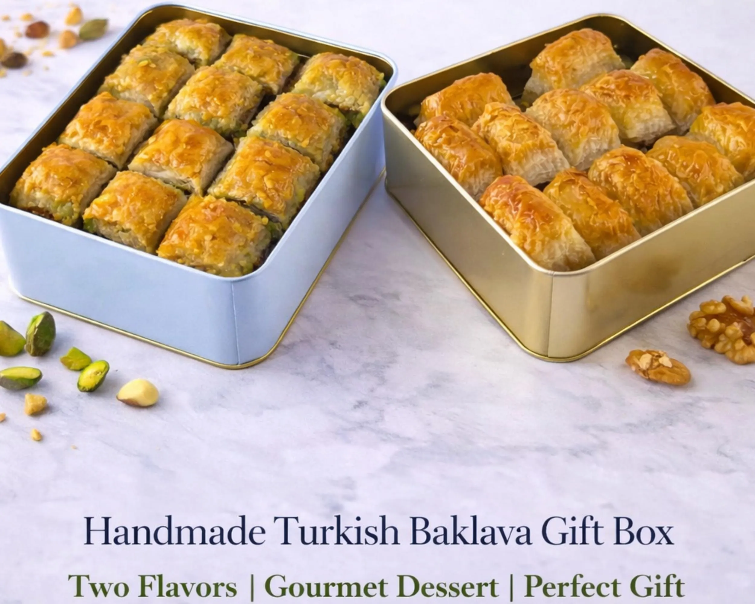Pistachio Baklava Fresh 3 day delivery, Walnut Baklava Gift Box, Traditional Dessert, Mediterranean Pastry