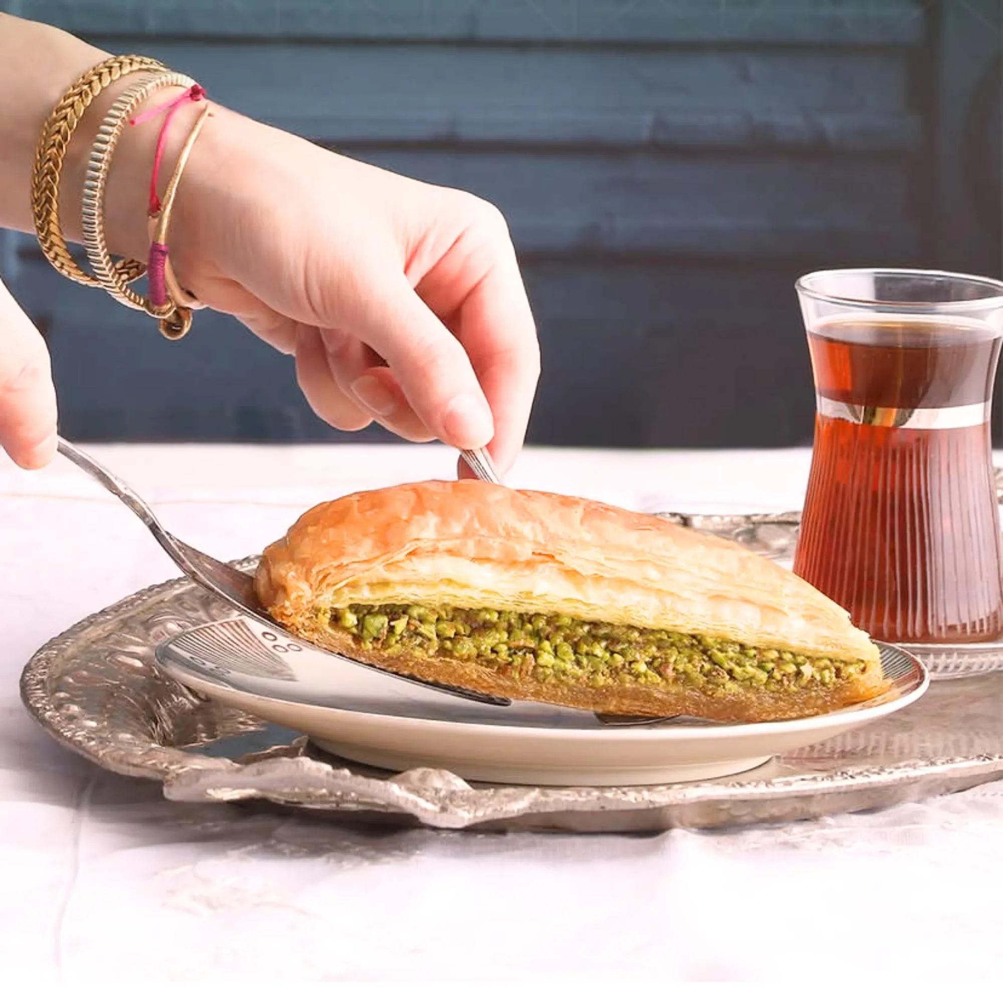 Mediterranean pastry, baklava box with pistachio, sweet gift for coworker, housewarming Food, christmas dessert, carrot slice handmade baklava basket