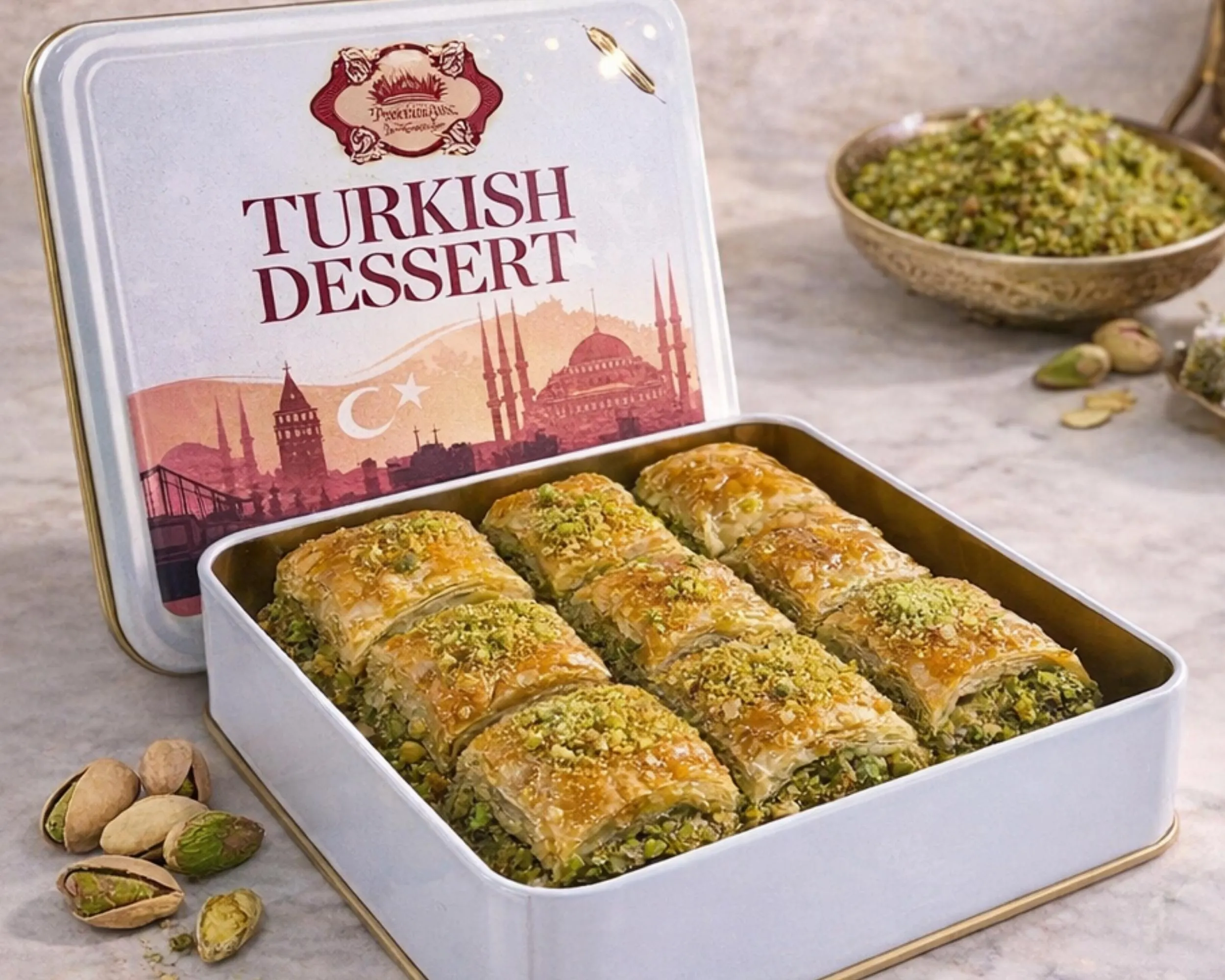 Baklava With Pistachio Baklava Handmade Homemade Baklava Baklava Gift Box Turkish Dessert Turkish Baklava Mini Food Dessert Gift Box  Food Theme Gifts  Gourmet Baklava