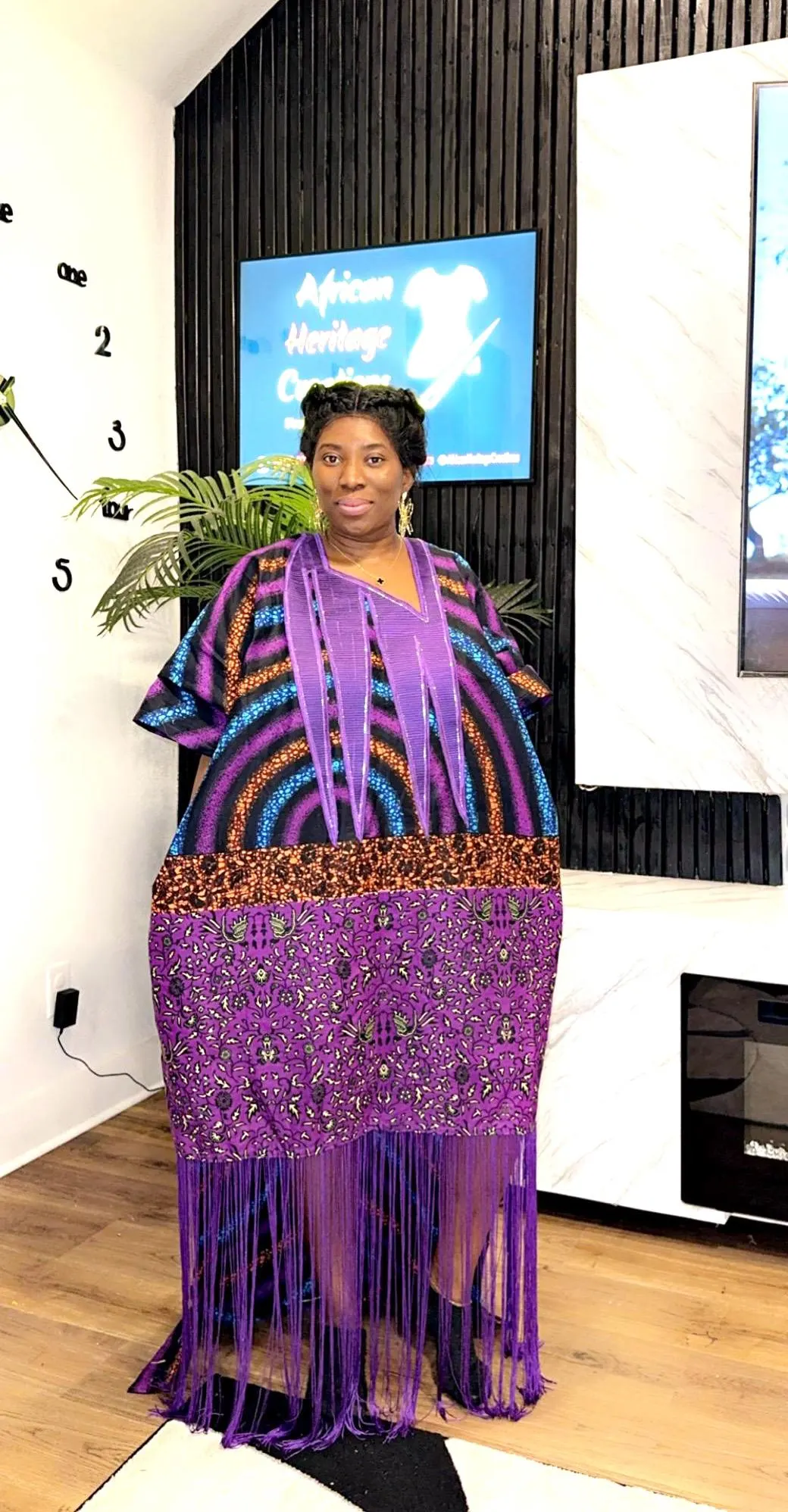 Embroidered Ankara Maxi Bubu Dress: African Print Cotton Gown