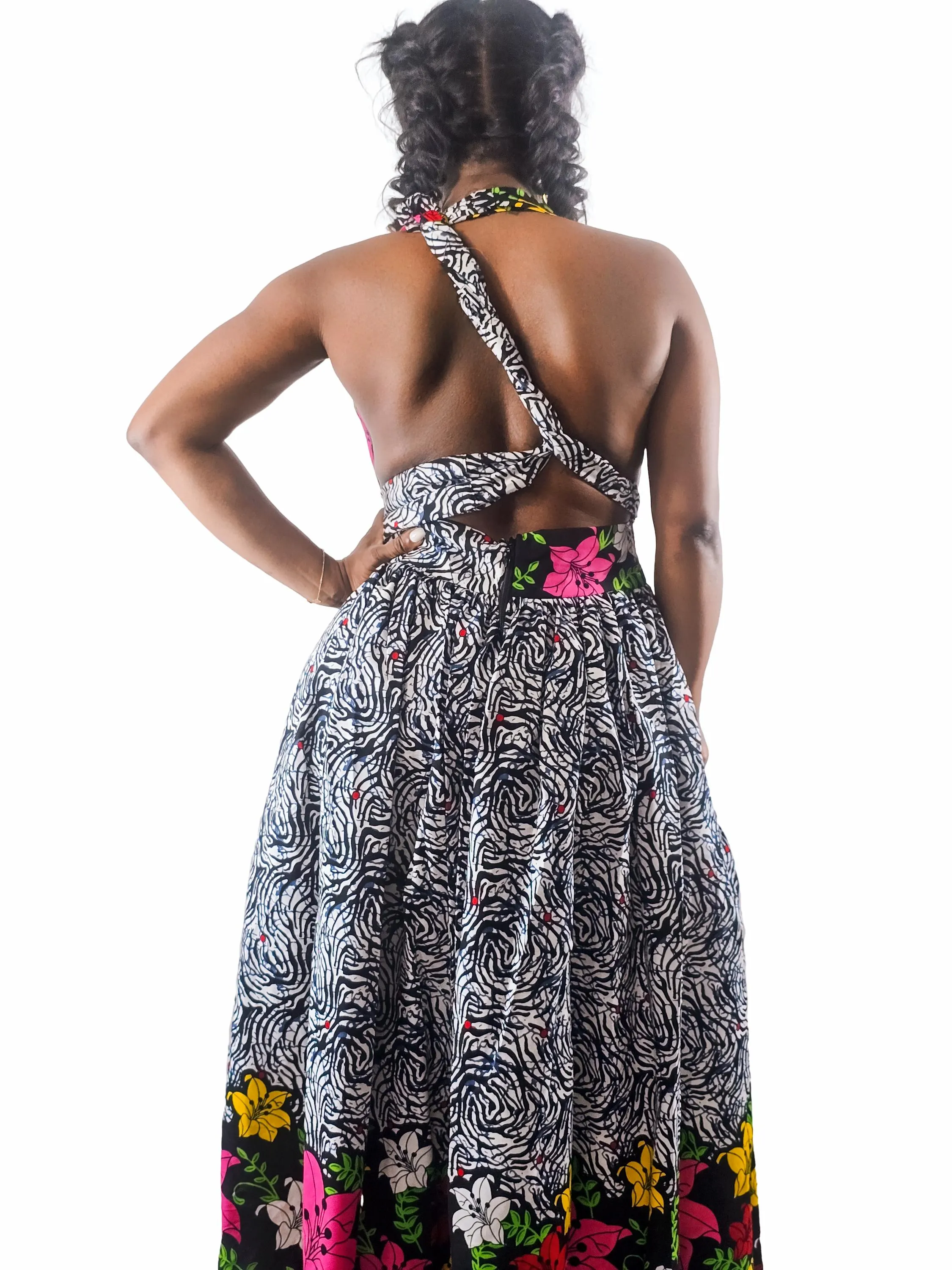 Ankara Maxi Wrap Dress: African Print Cotton, Sleeveless 62" Long - image 5