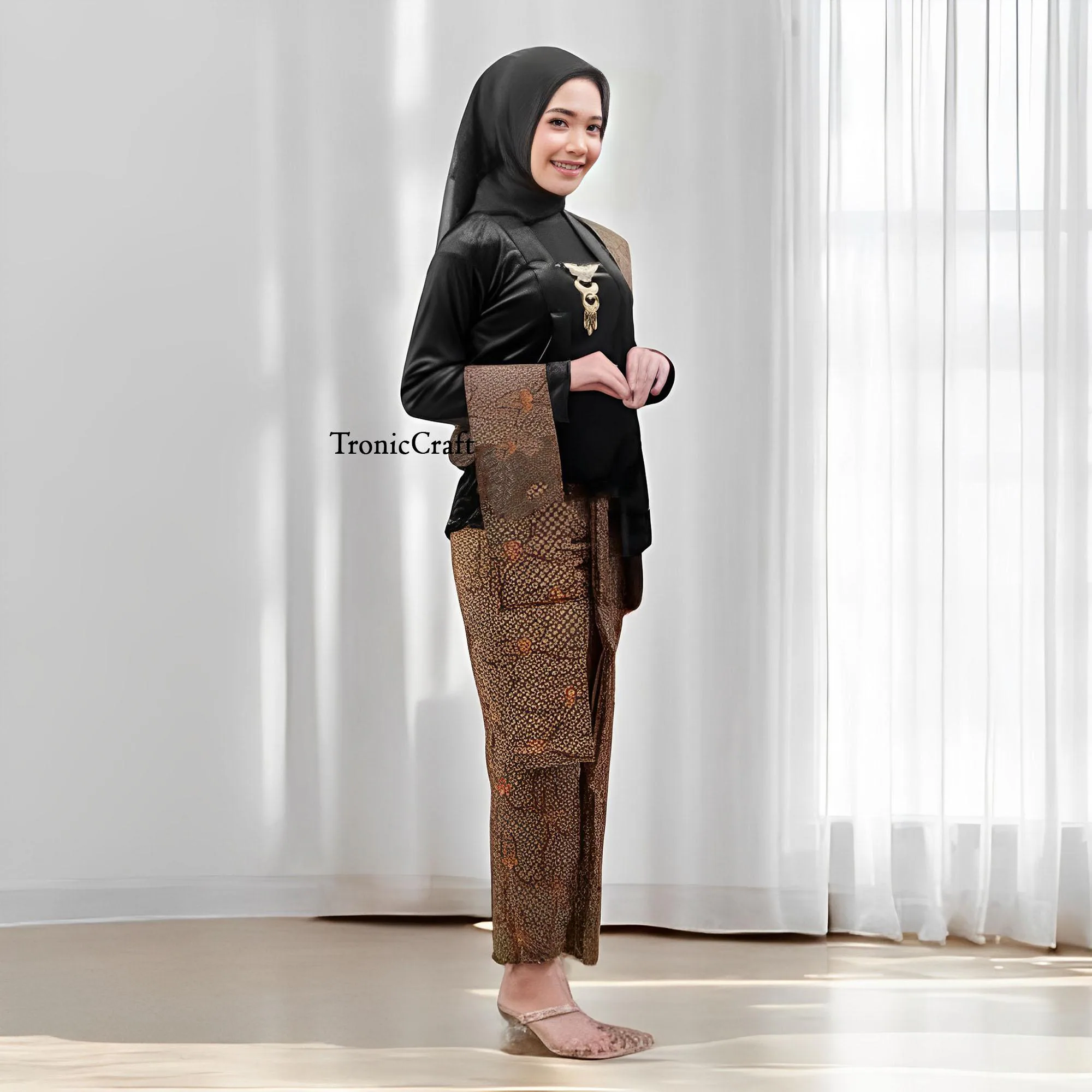 Instant Velvet Kebaya Set with Truntum Motif Shawl Elegant and Practical,Kebaya Dress,Kebaya,Kebaya Modern,Kebaya Encim,Kebaya Bali