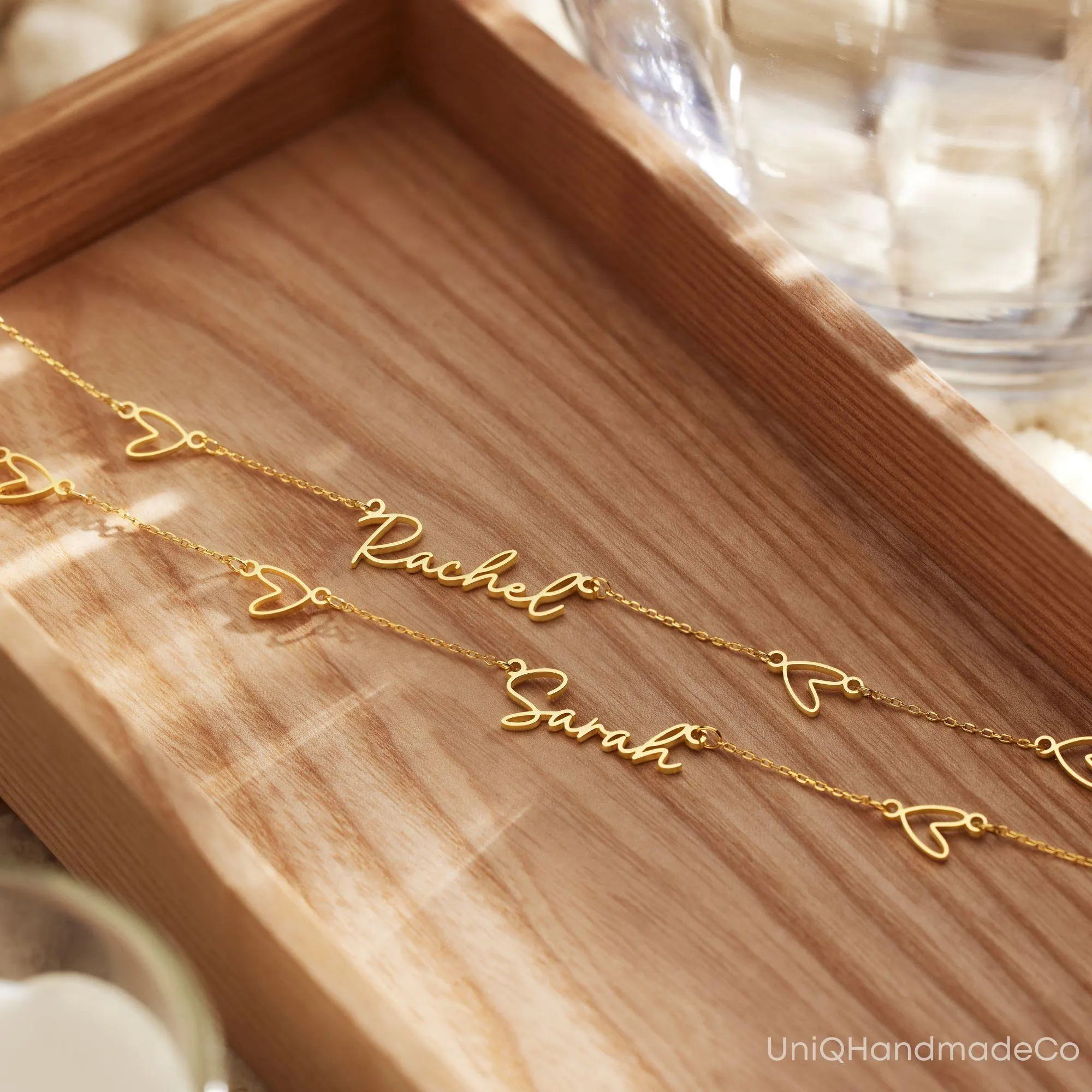 Personalised Name Necklace with Heart Chain, Custom Minimalist Necklace, Personalised Jewellery, Birthday Gift for Daughter, Teacher Gift - image 5
