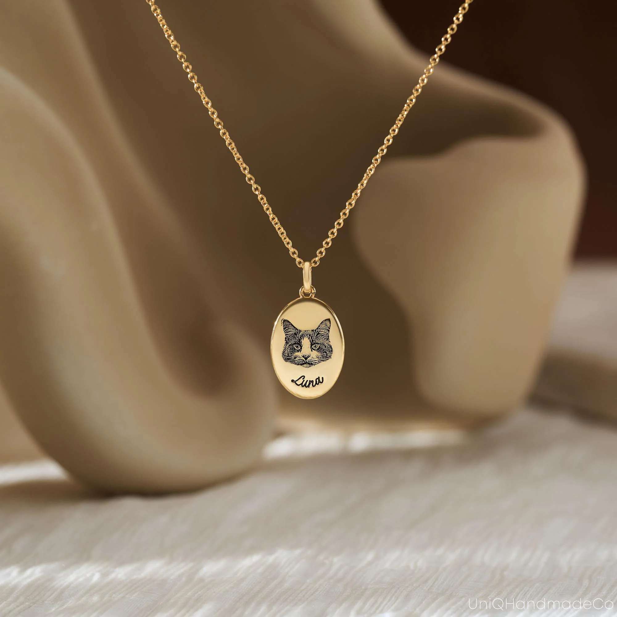 Personalized Pet Portrait Necklace, Custom Pet Name Necklace, Dog Cat Photo Jewelry, Engraved Pet Necklace, Pet Lover Gift,Christmas Gift - image 3