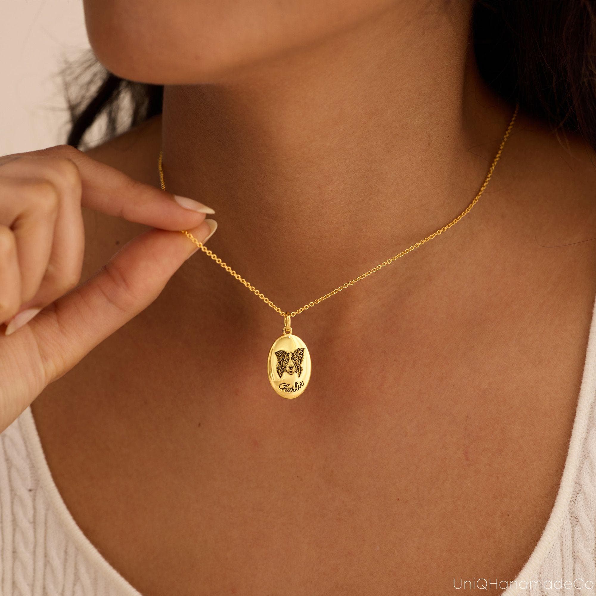 Personalized Pet Portrait Necklace, Custom Pet Name Necklace, Dog Cat Photo Jewelry, Engraved Pet Necklace, Pet Lover Gift,Christmas Gift - image 4