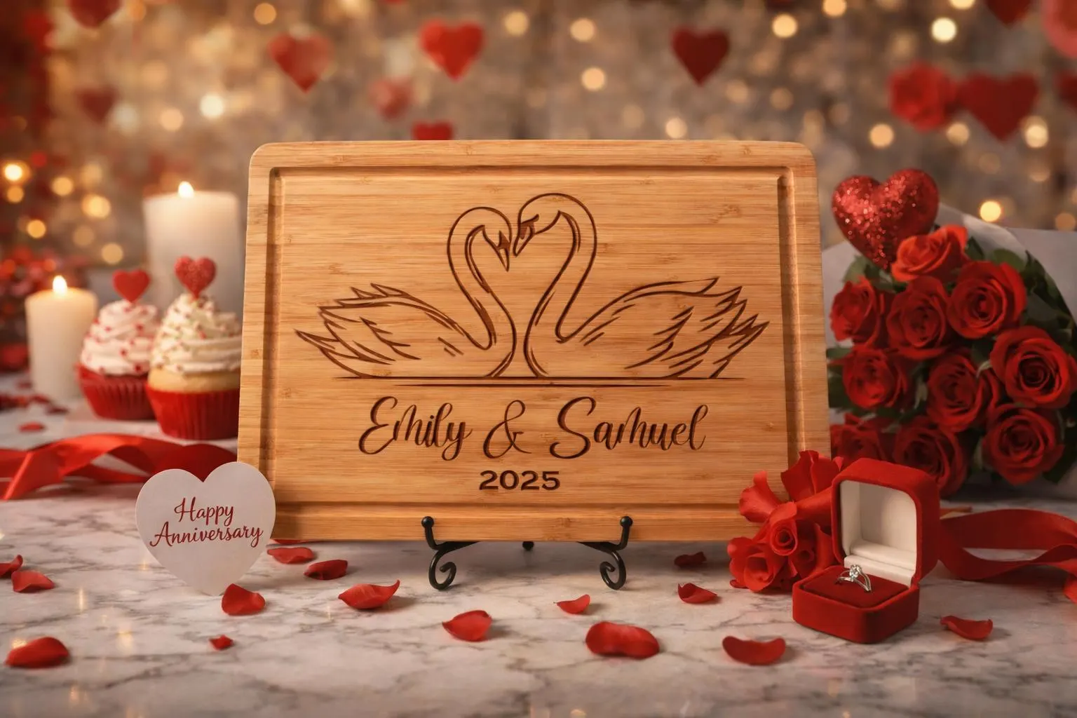 Personalized Anniversary Cutting Board – Custom Engraved Wedding Gift, Valentine’s Day Gift for Couple, Housewarming Kitchen Decor - image 4