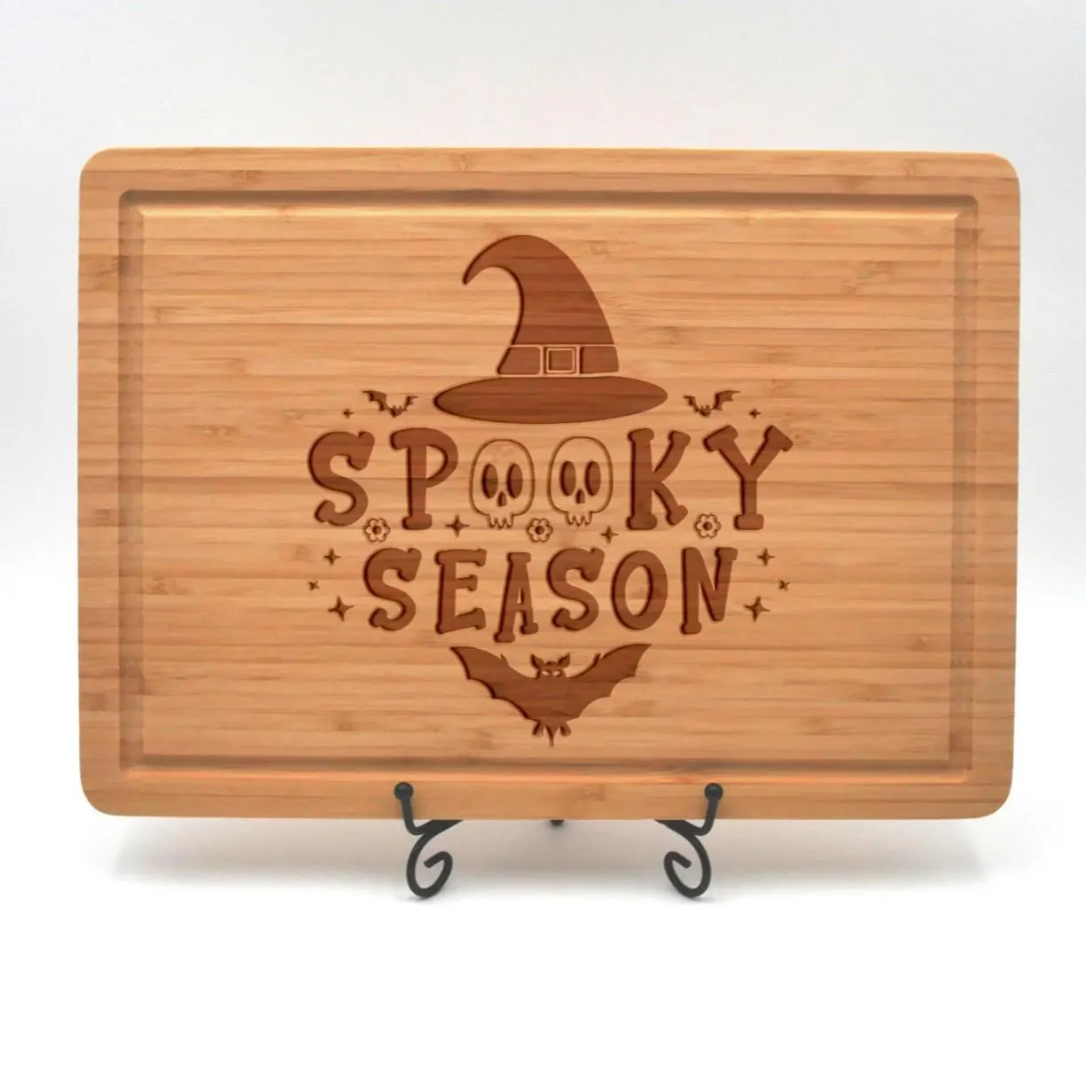 Halloween Cutting Board: Witch, Ghost & Pumpkin Bamboo Decor, Engraved Bamboo Cutting Board - image 4