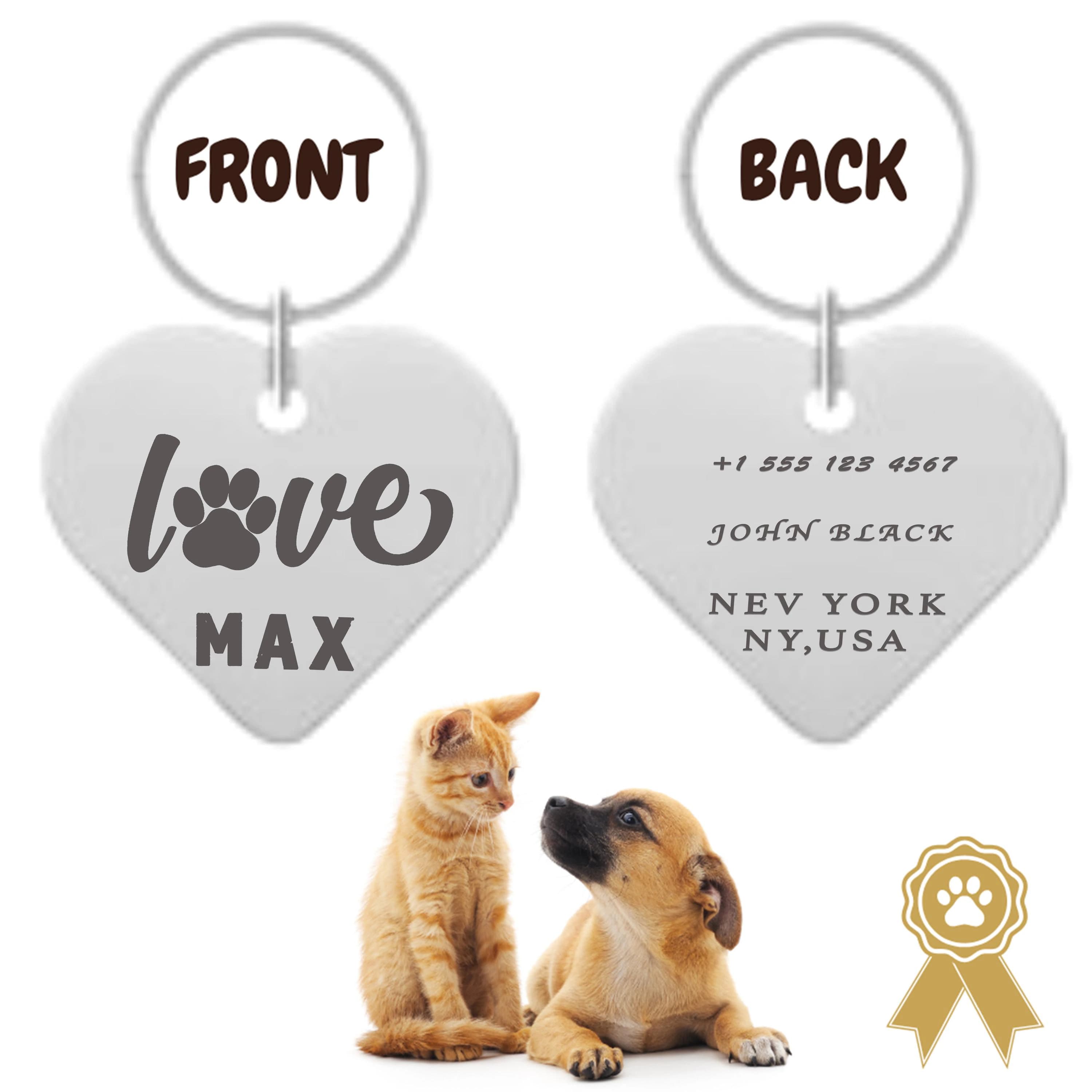 Personalized Pet ID Tag: Custom Engraved Dog Cat Collar Tag