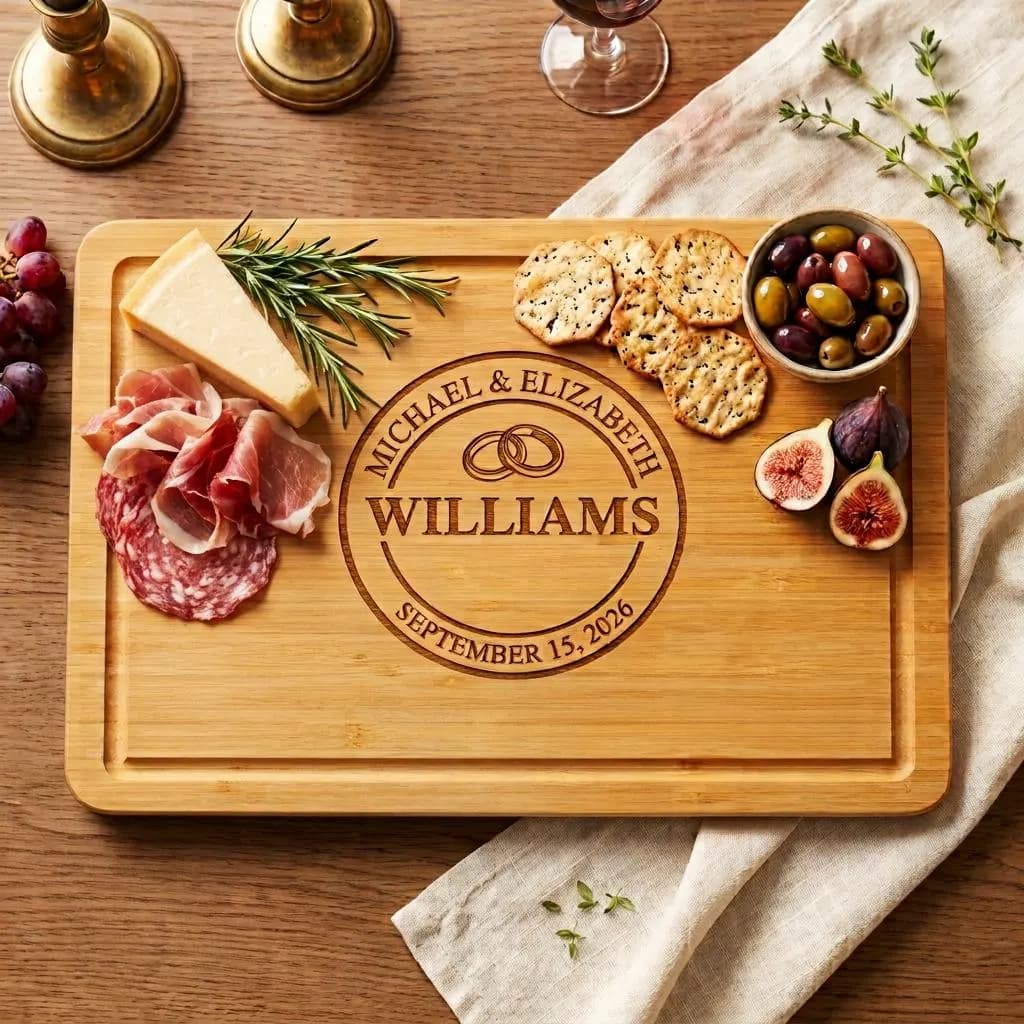 Personalized Wedding Cutting Board, Engraved Couple Gift, Anniversary/Engagement Gift, Custom Charcuterie Board, Gift for Mom Kitchen