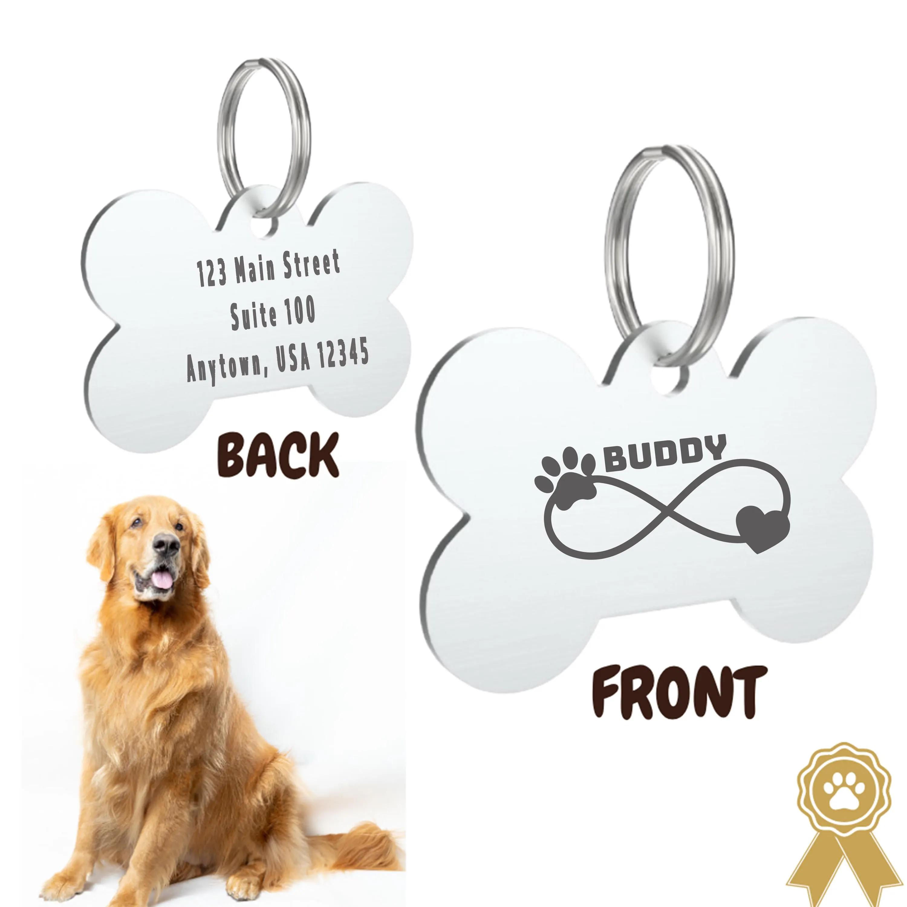 Personalized Pet ID Tag: Engraved Metal, Custom Dog Cat Collar - image 3