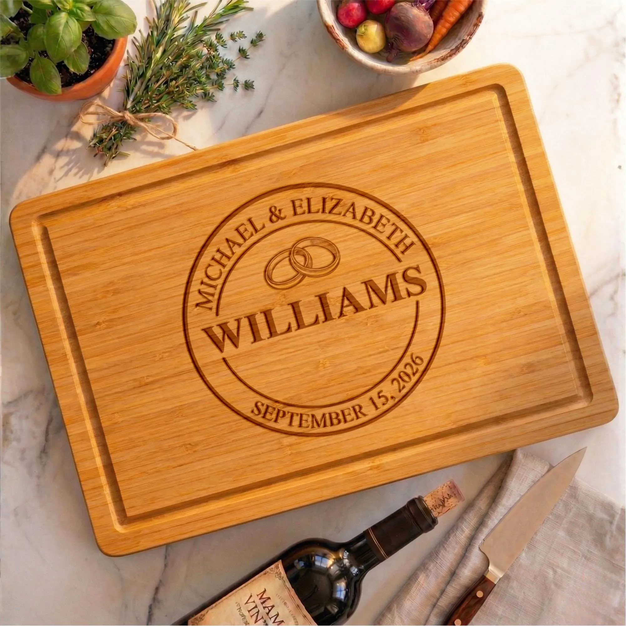 Personalized Wedding Cutting Board, Engraved Couple Gift, Anniversary/Engagement Gift, Custom Charcuterie Board, Gift for Mom Kitchen - image 5