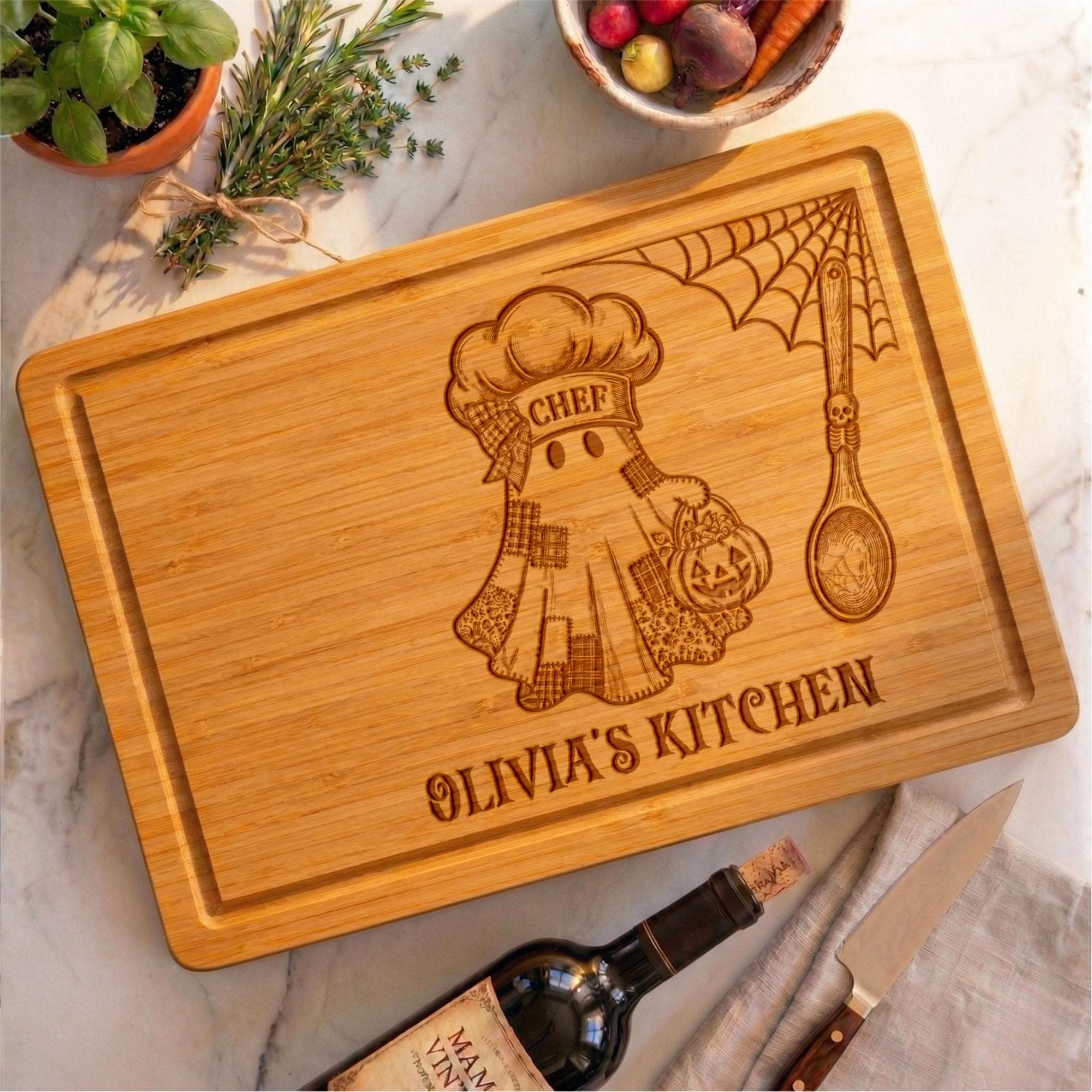 Personalized Halloween Cutting Board, Engraved Ghost Family Kitchen Decor, Custom Bamboo Cutting Board, Halloween Kitchen Gift - image 4