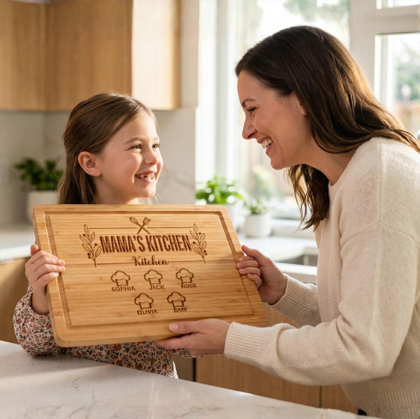 Personalized Mama’s Kitchen Bamboo Cutting Board, Custom Mothers Day Board, Engraved Mom and Nana Birthday Gift Ideas, Serving Board For Mom - image 3