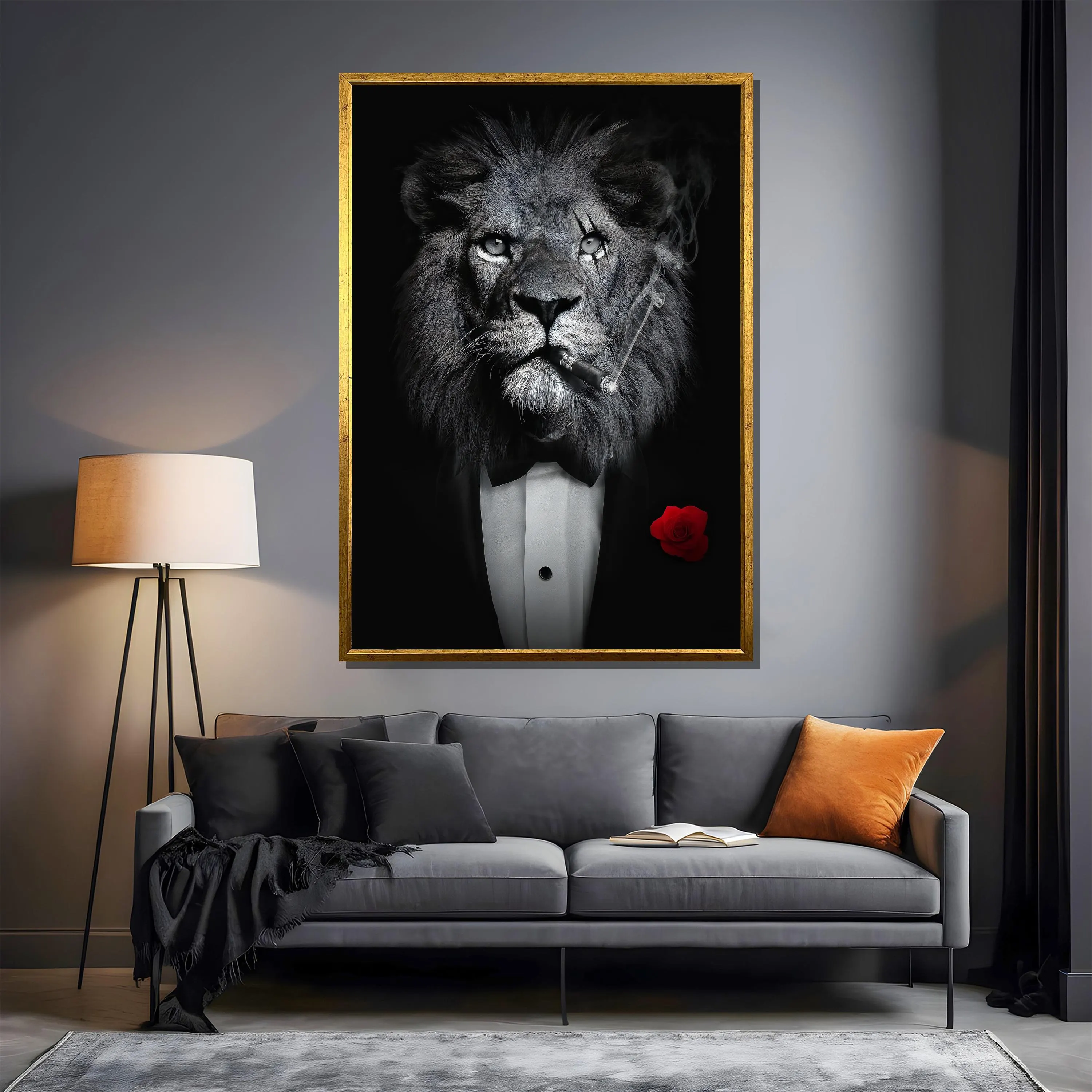 Lion in Tuxedo Canvas Art | Cigar Smoking Animal Print - image 3