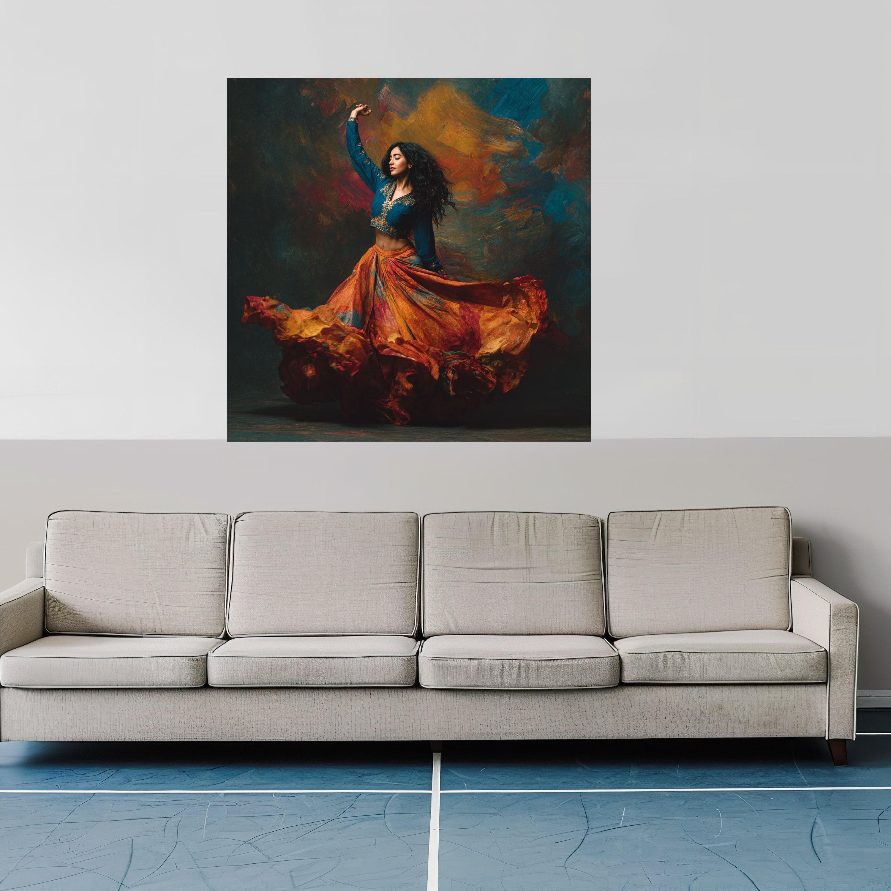 Graceful Flamenco Dancer Canvas, Vibrant Skirt Movement Wall Art, Colorful Dance Portrait, Ethnic Fashion Canvas, Home Décor Accent - image 4