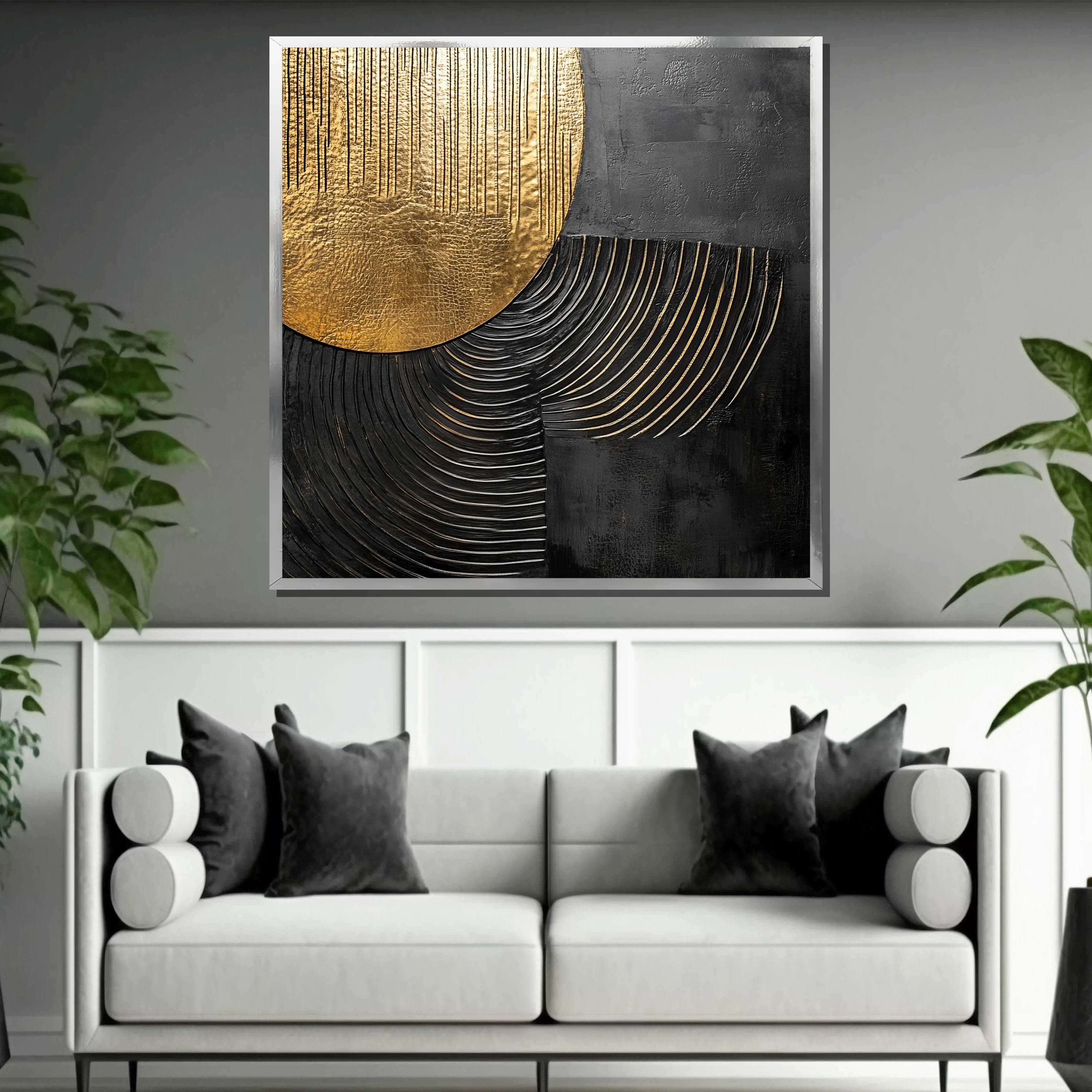 Luxury Black and Gold Canvas Painting, Elegant Wall Art for Living Room or Office, Modern Abstract Gift for Art Enthusiasts - image 5
