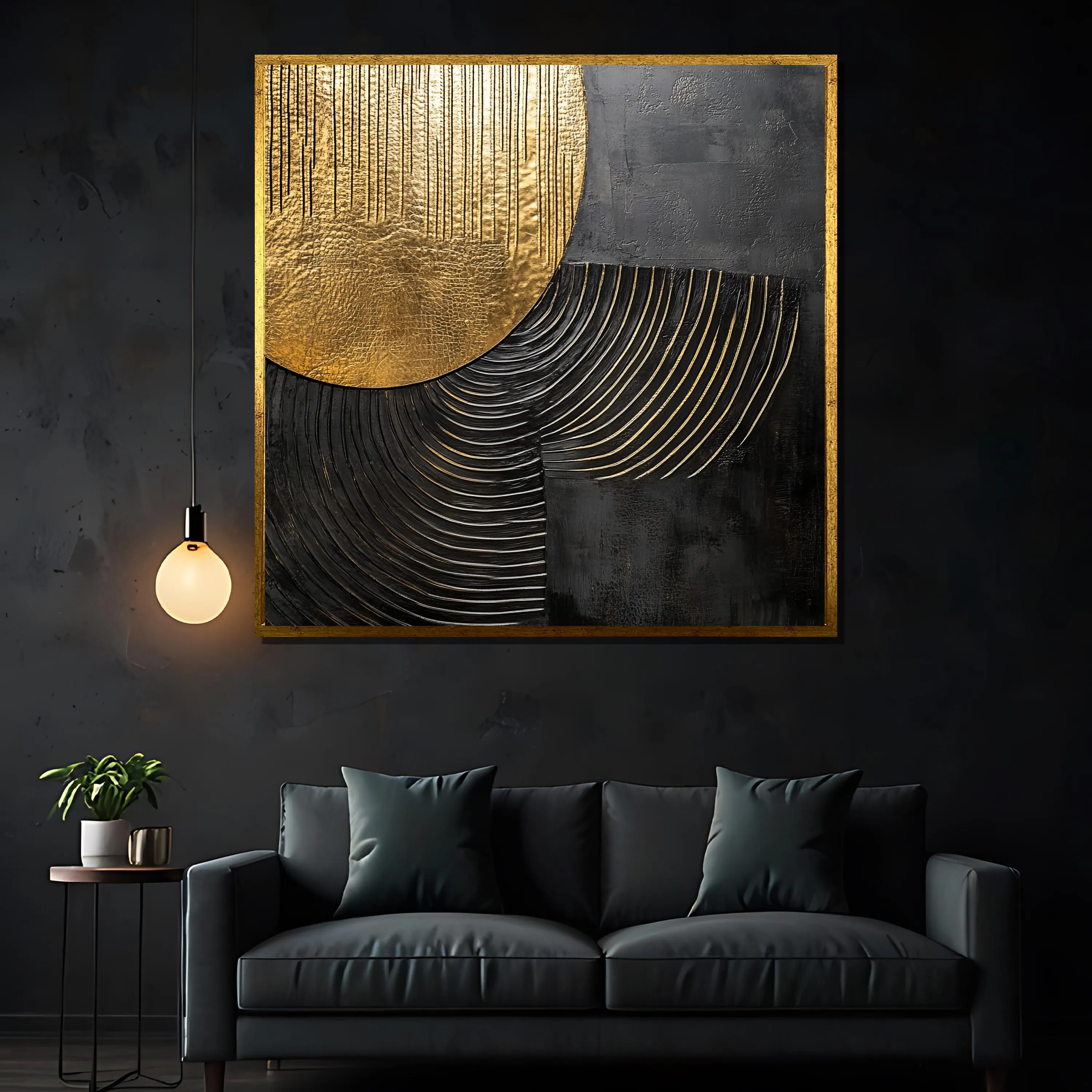 Luxury Black and Gold Canvas Painting, Elegant Wall Art for Living Room or Office, Modern Abstract Gift for Art Enthusiasts