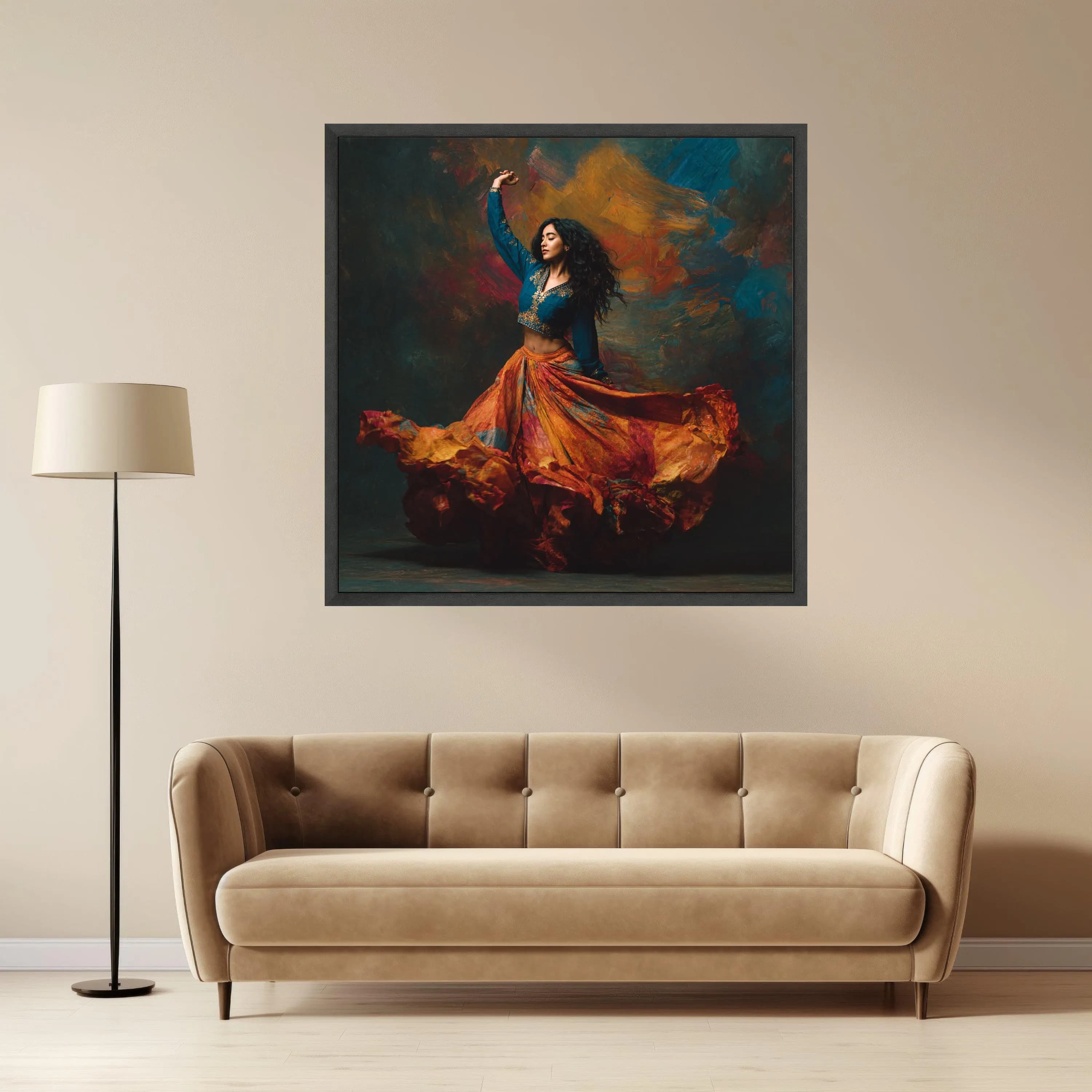 Graceful Flamenco Dancer Canvas, Vibrant Skirt Movement Wall Art, Colorful Dance Portrait, Ethnic Fashion Canvas, Home Décor Accent - image 5