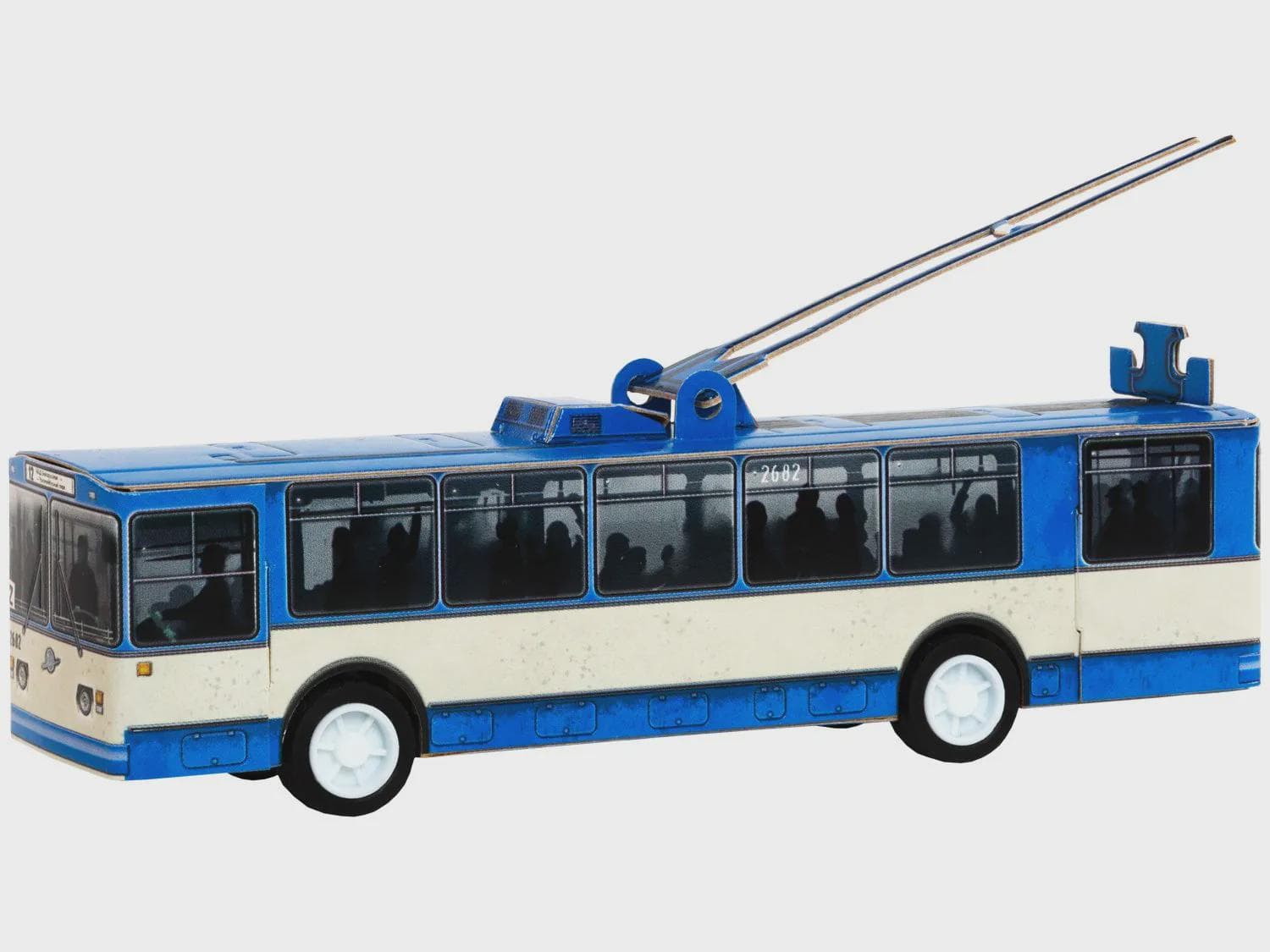 Soviet Blue Trolleybus Paper Model Kit 1:87 – DIY Cardboard City Bus Puzzle, Retro USSR Public Transport Miniature - image 5