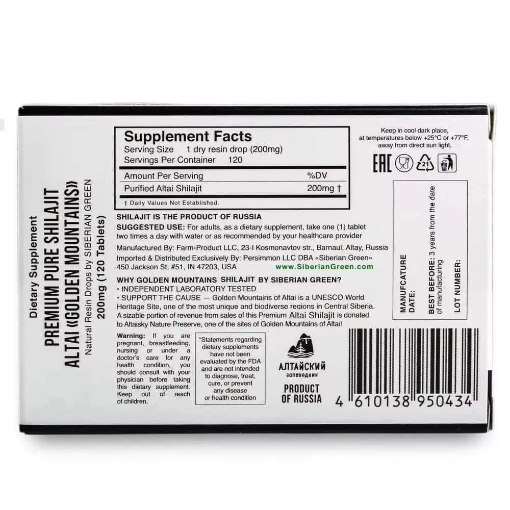 Altai Shilajit Tablets – Siberian Mumiyo Resin Dry Drops, 120 Count - image 3