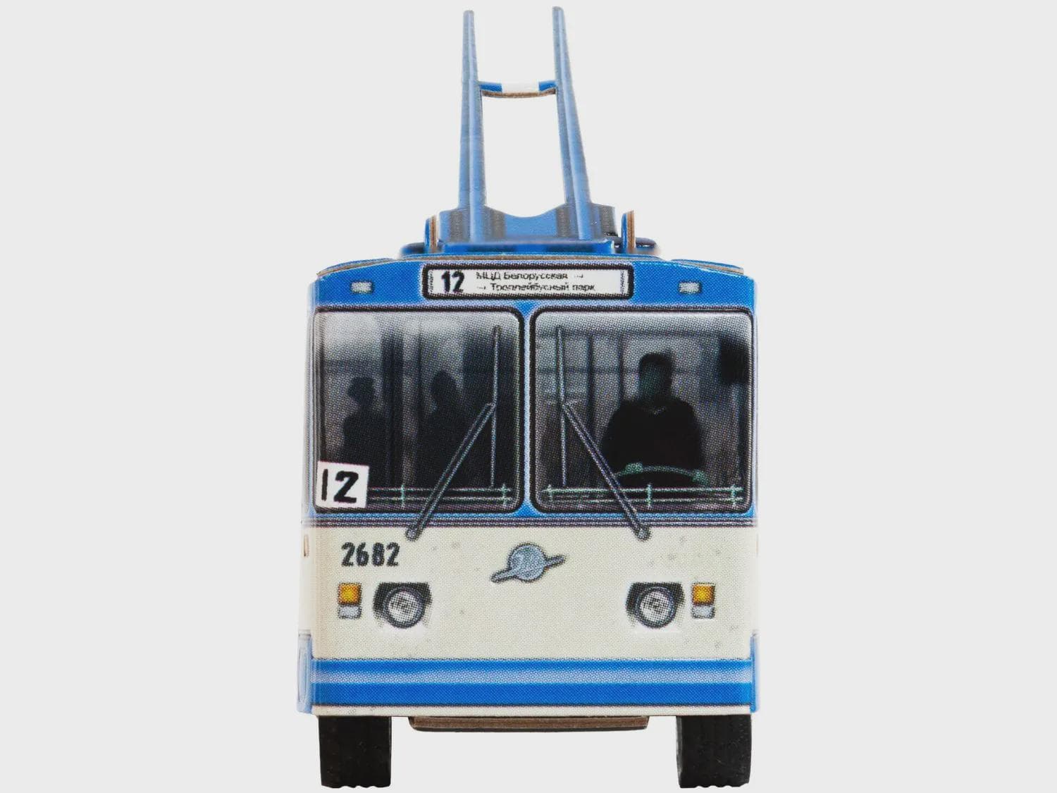 Soviet Blue Trolleybus Paper Model Kit 1:87 – DIY Cardboard City Bus Puzzle, Retro USSR Public Transport Miniature - image 4