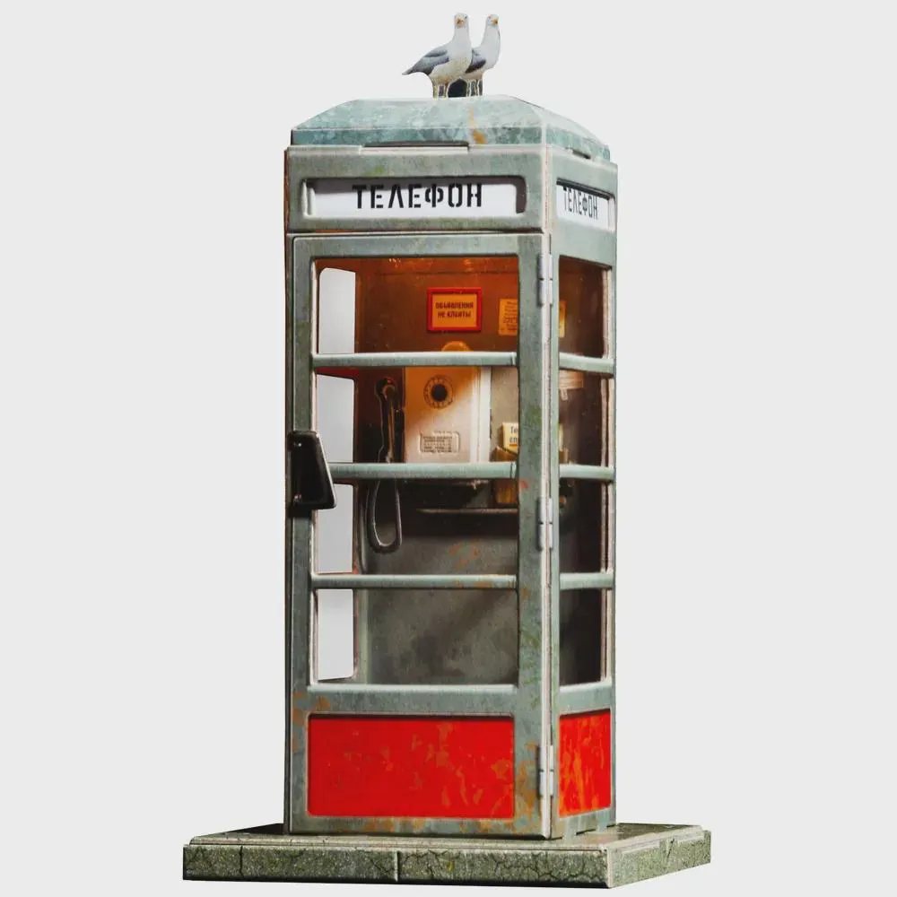 Soviet Phone Booth DIY Paper Model Kit 3D USSR Puzzle with LED Light and Birds – Retro Russian Miniature Diorama for Collectors & Hobbyists - image 5
