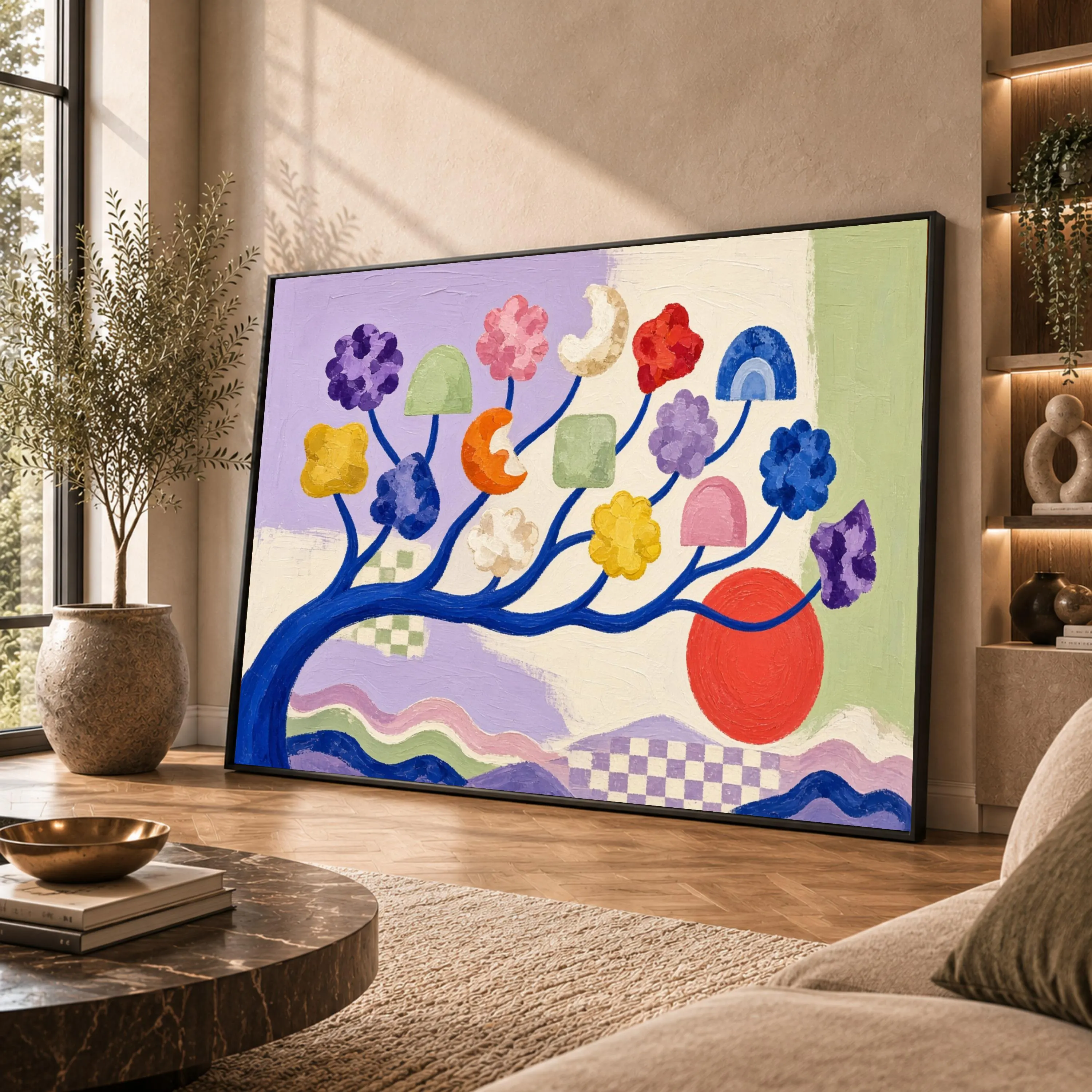 Colorful Floral Tree Canvas Print, Vibrant Abstract Wall Art for Modern Home Decor, Perfect for Living Room or Office, floral wall art