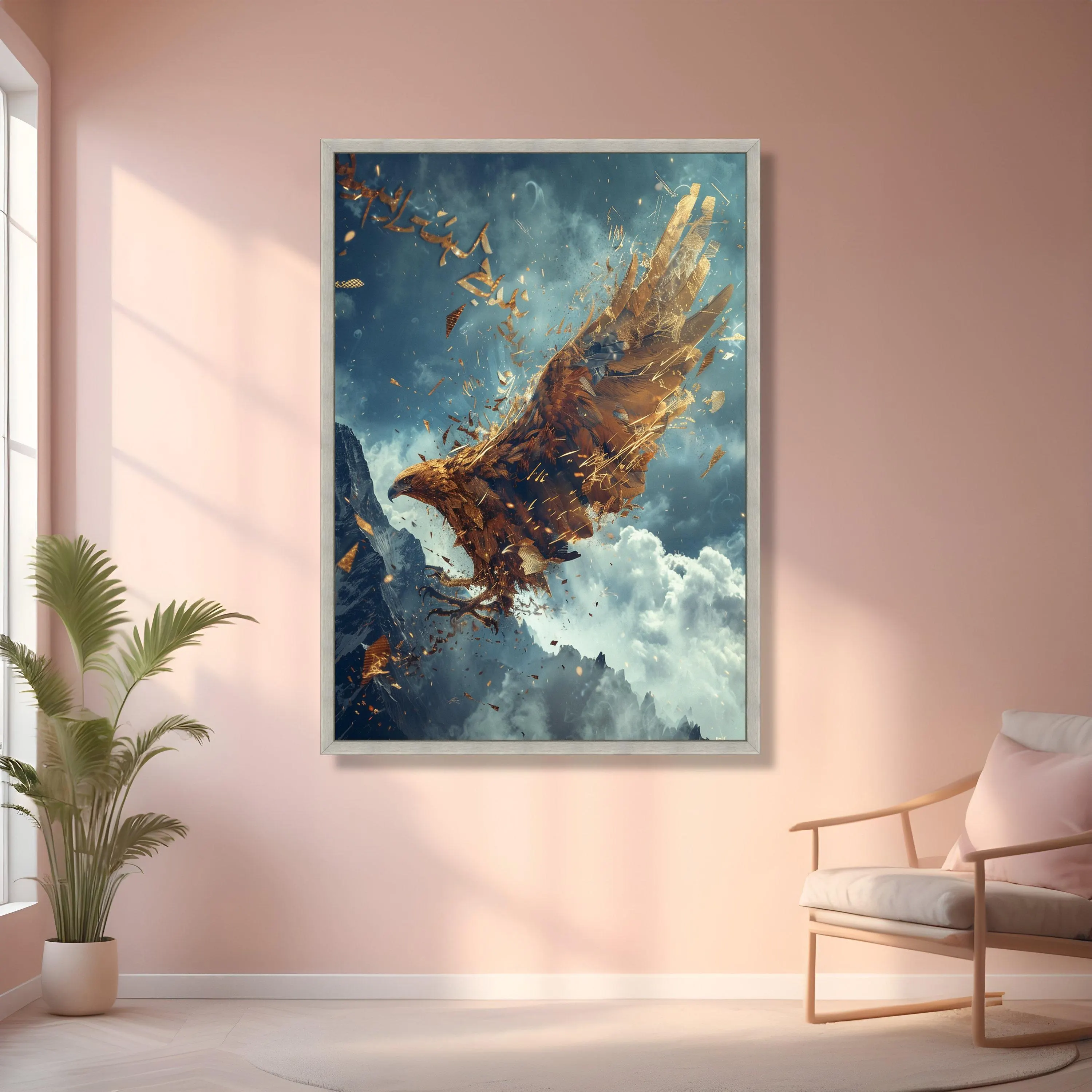 Majestic Golden Eagle Canvas Wall Art, Abstract Flying Bird, Mountain Sky Landscape, Nature Wildlife Canvas Decoration, Ready to Hang - image 5