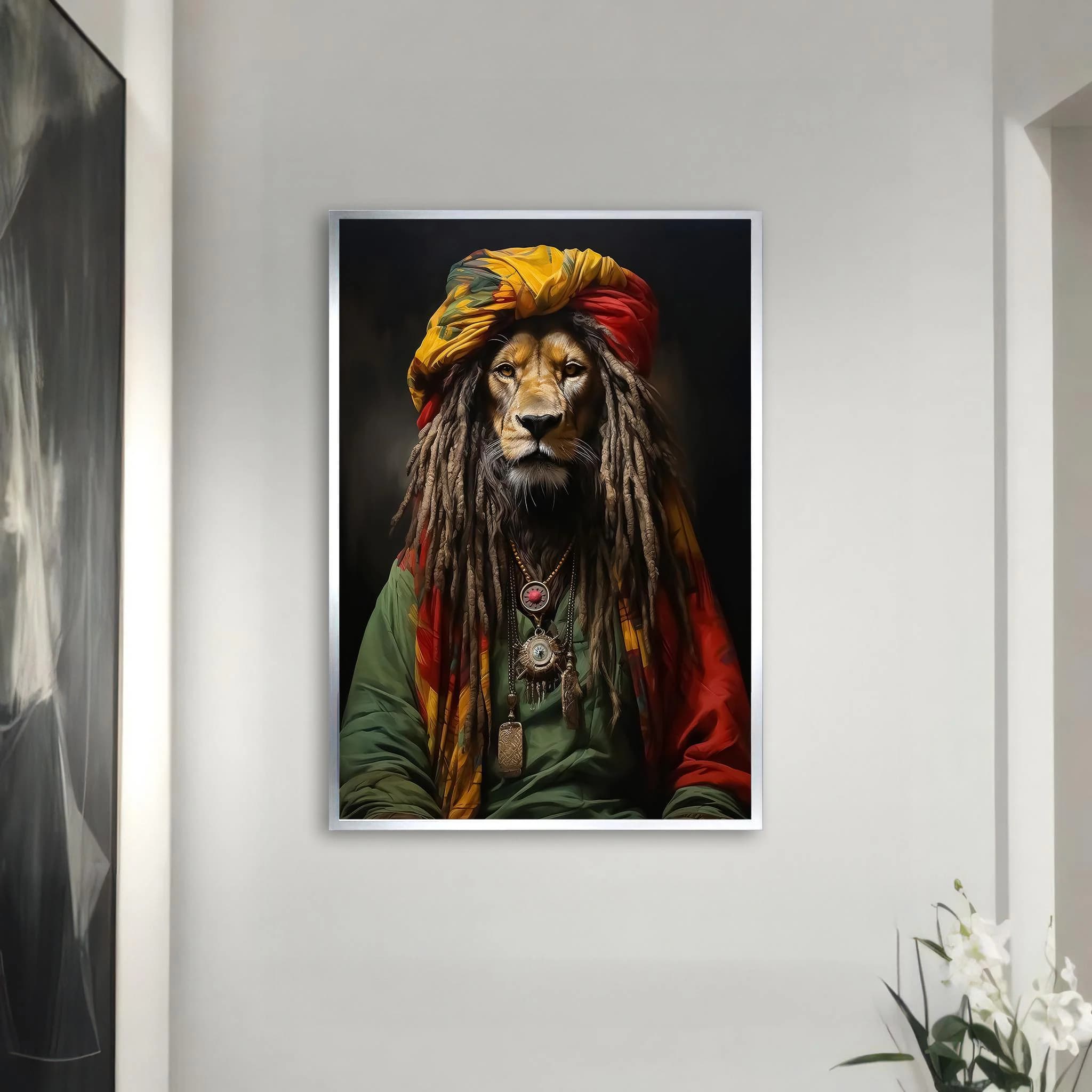 Regal Lion in Vibrant Rasta Attire Canvas Painting: An Inspirational Gift for Art Collectors - image 5