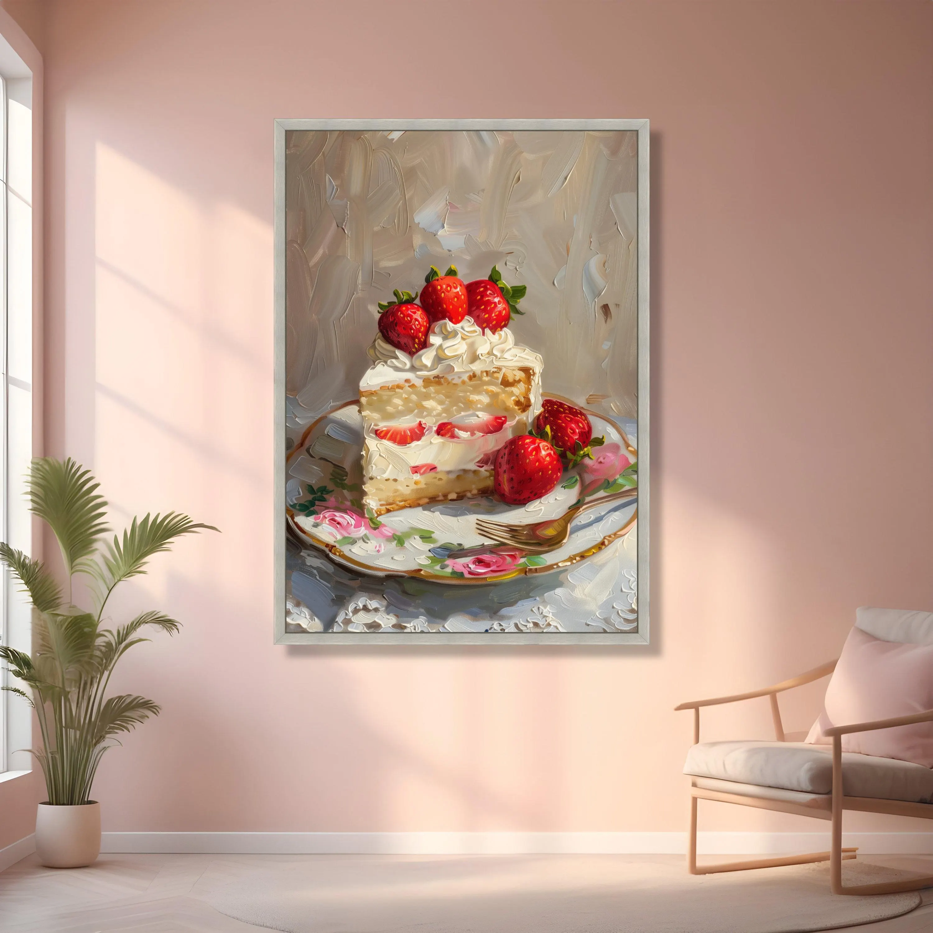 Strawberry Shortcake Canvas Wall Art, Whipped Cream Dessert Painting, Sweet Food Decor, Kitchen Wall Canvas, Gourmet Treat Artwork - image 5