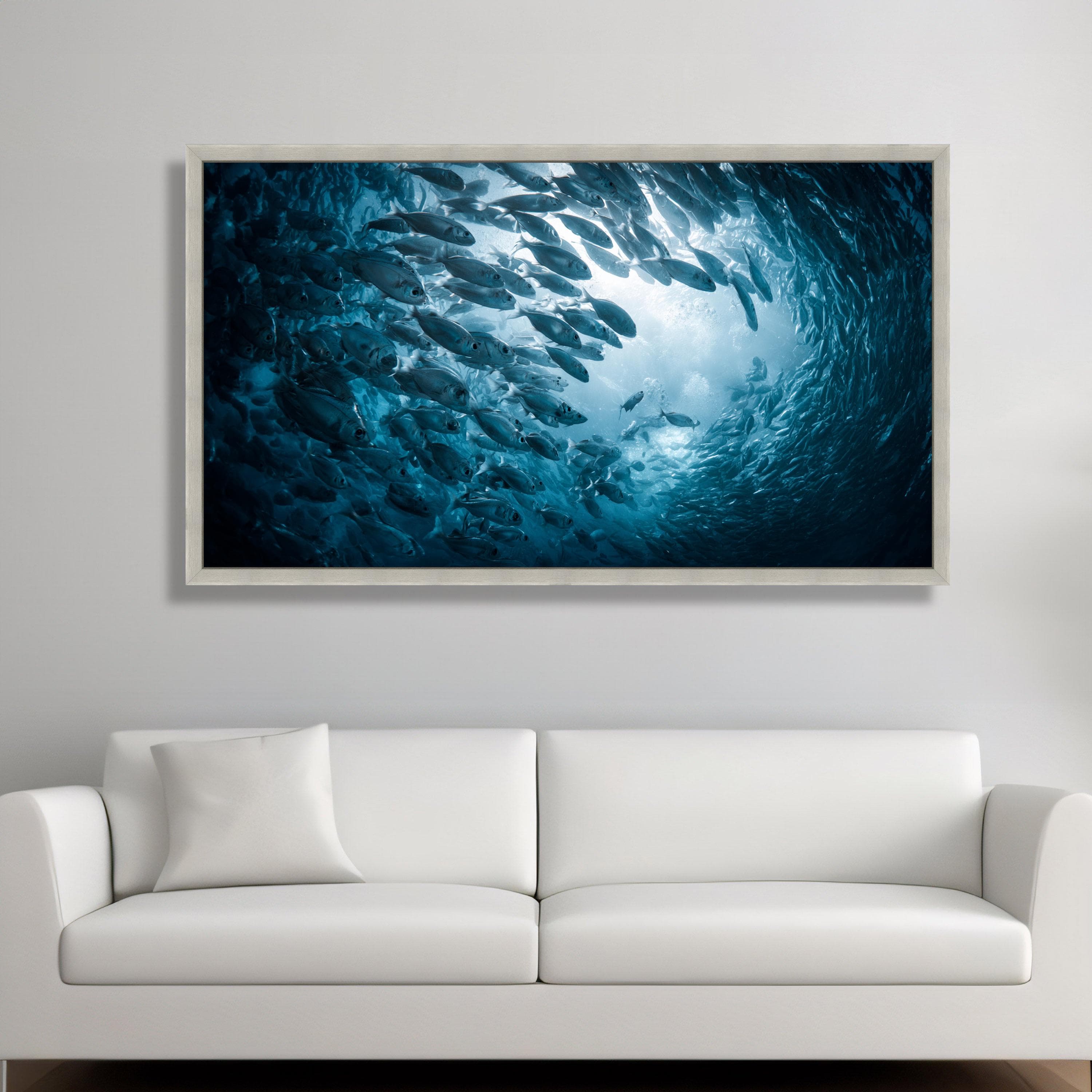 Underwater School of Fish Canvas, Ocean Life Wall Art, Marine Wildlife Canvas, Blue Sea Scene Decoration, Nautical Wall Art Print - image 5